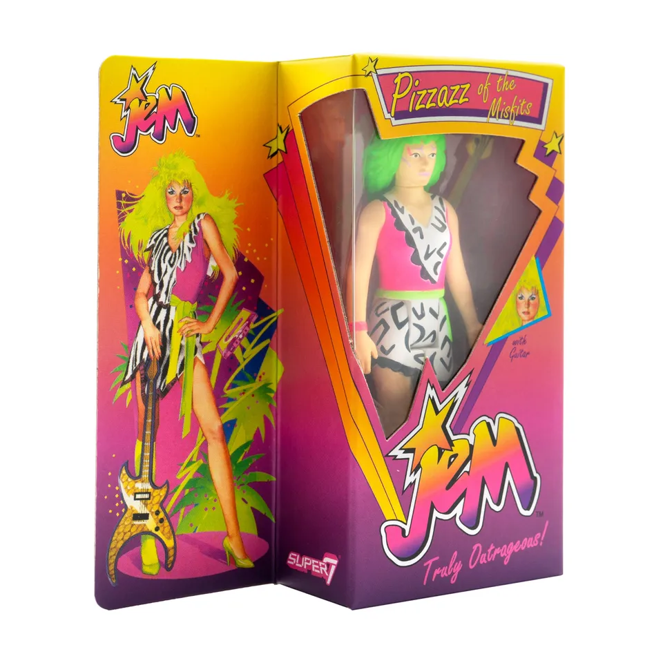 Super7 Jem ReAction Pizzaz Neon figurina 9,5 cm retro