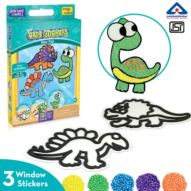 Imagimake Clay Stickers Dino Pals stickere lut dinozauri 3 buc