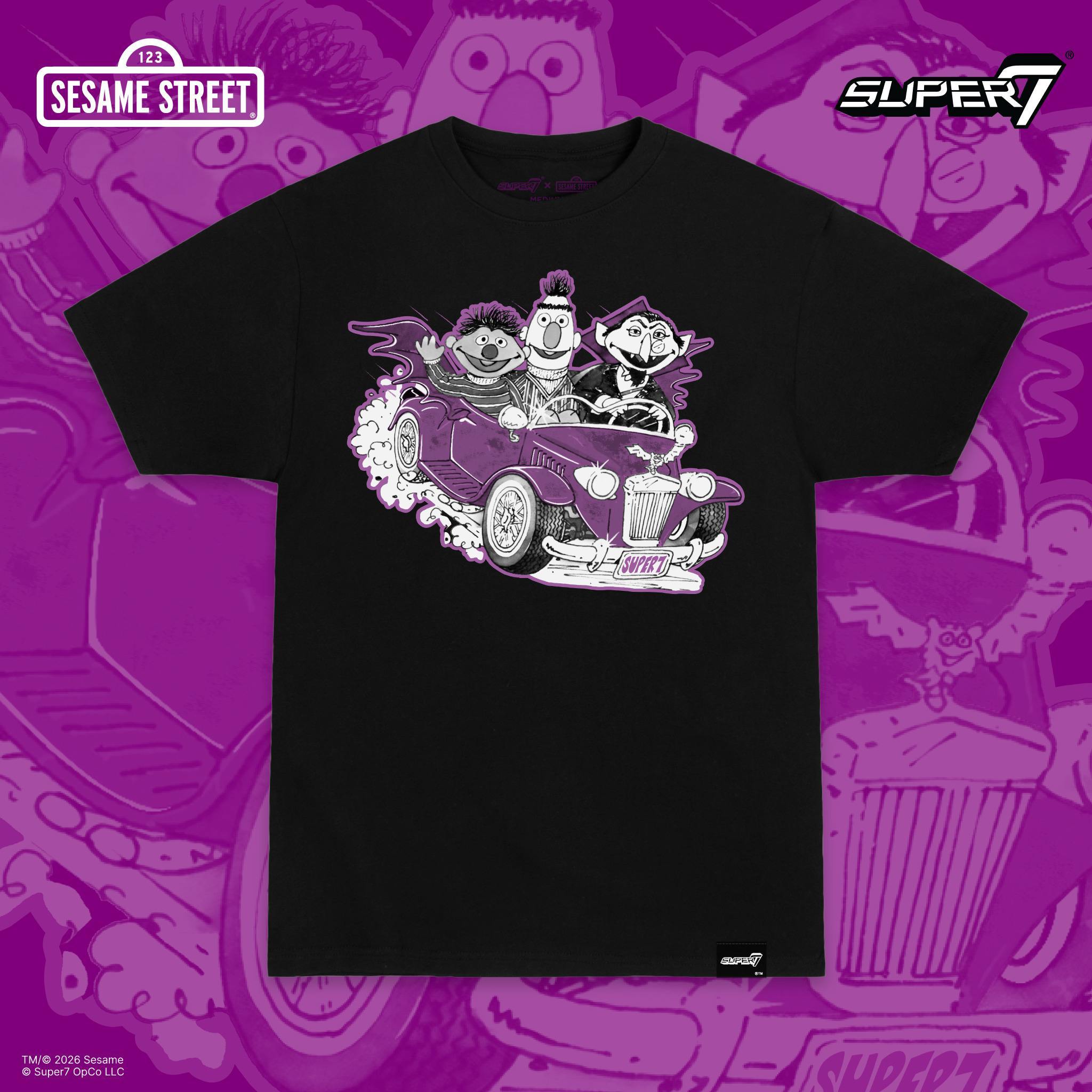 Super7 Sesame Street Count All the Way tricou negru fosforescent