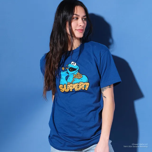 Super7 Sesame Street Cookie Monster tricou albastru bumbac