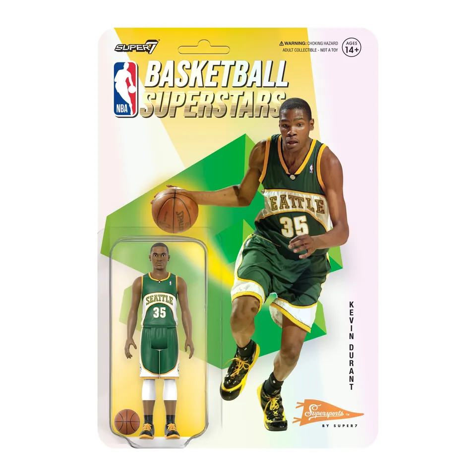 Super7 NBA Hardwood Classics Kevin Durant figurina 9,5 cm verde