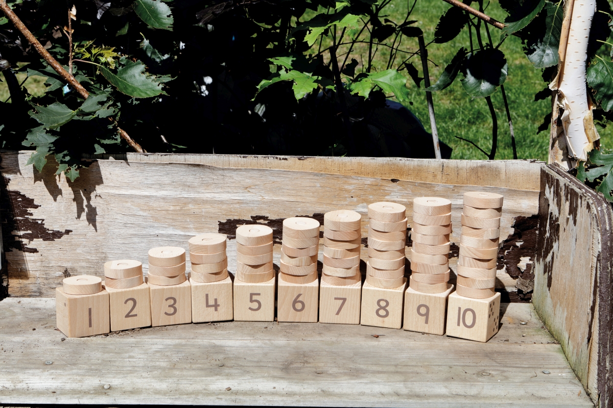 Yellow Door Natural Number Stacker 1-10 jucarie stivuire lemn