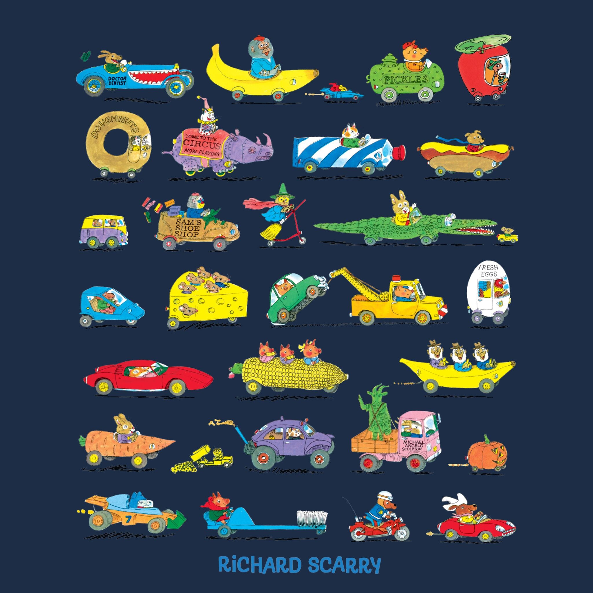 Super7 Richard Scarry Lowly Worm tricou bumbac bleumarin