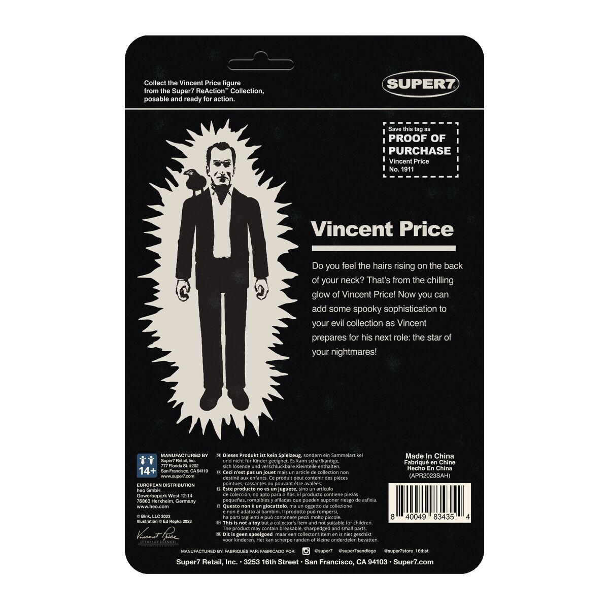 Super7 ReAction Vincent Price Monster Glow figurină fosforescentă