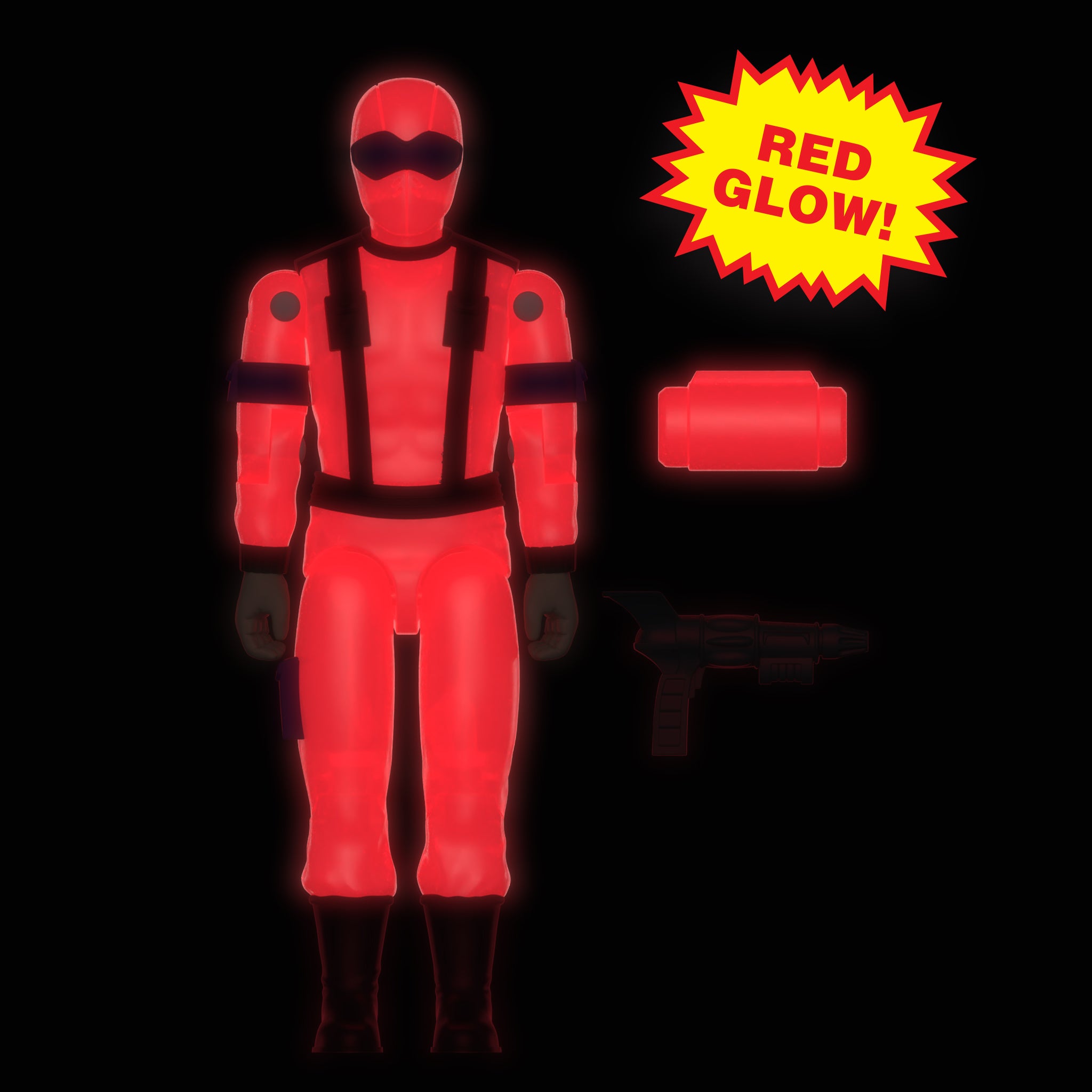 Super7 ReAction+ Snake Eyes figurina glow rosu 9,5 cm