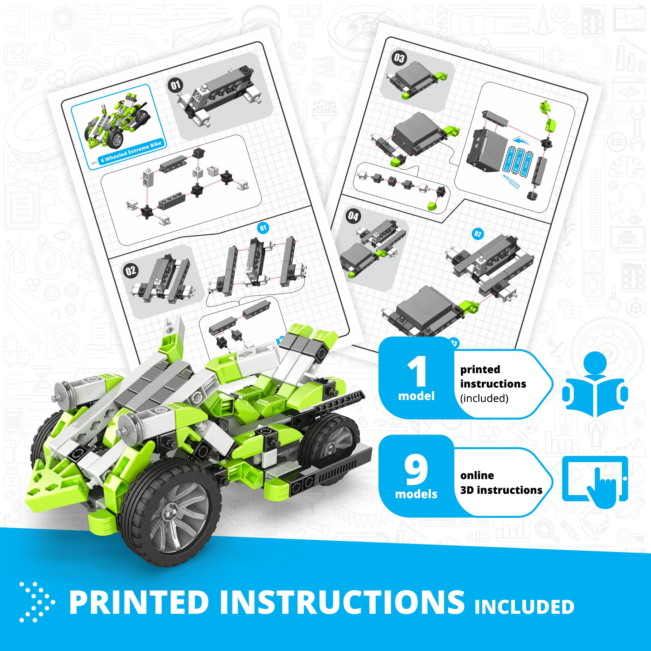 Engino Inventor Motorized 4 Wheeled Extreme Bike Set 10 Modele