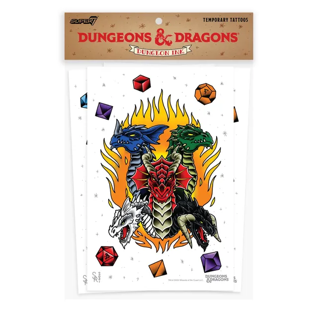Super7 Dungeons and Dragons set tatuaje temporare XL 3 coli