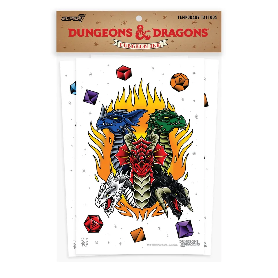 Super7 Dungeons and Dragons set tatuaje temporare XL 3 coli