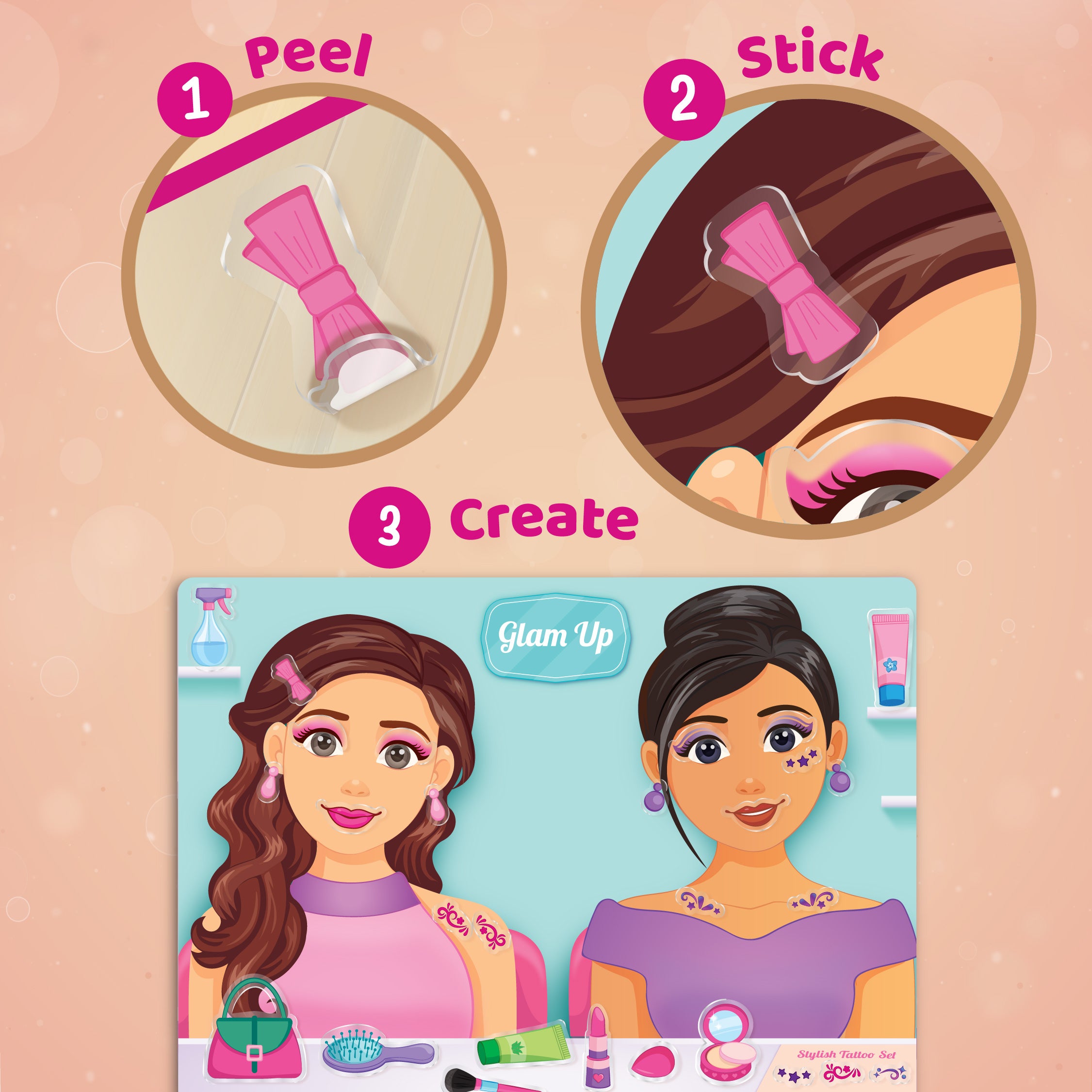 Imagimake Sticker Fun Hair Make Up stickere reutilizabile