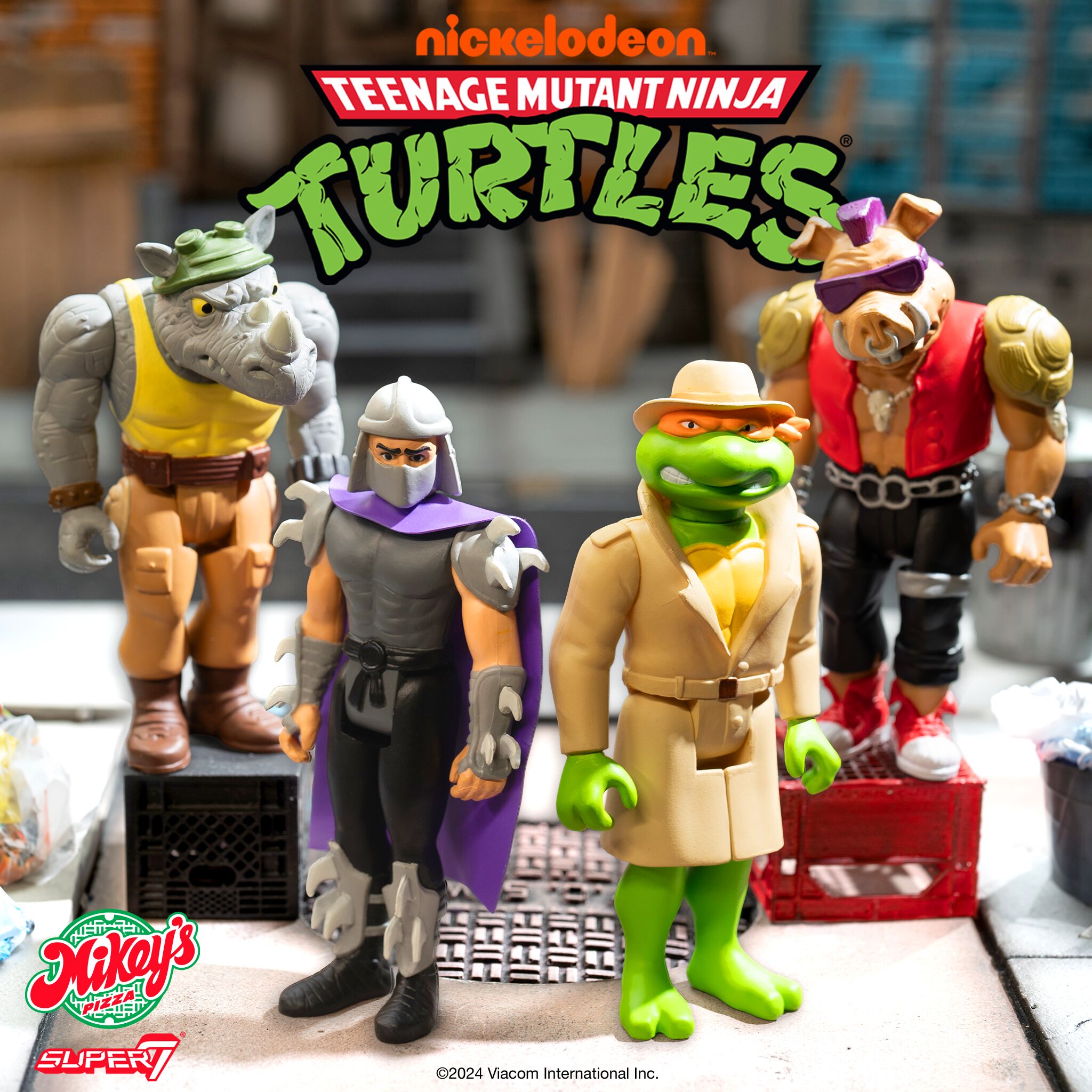 Super7 TMNT ReAction Rocksteady Pizza figurină 9,5 cm
