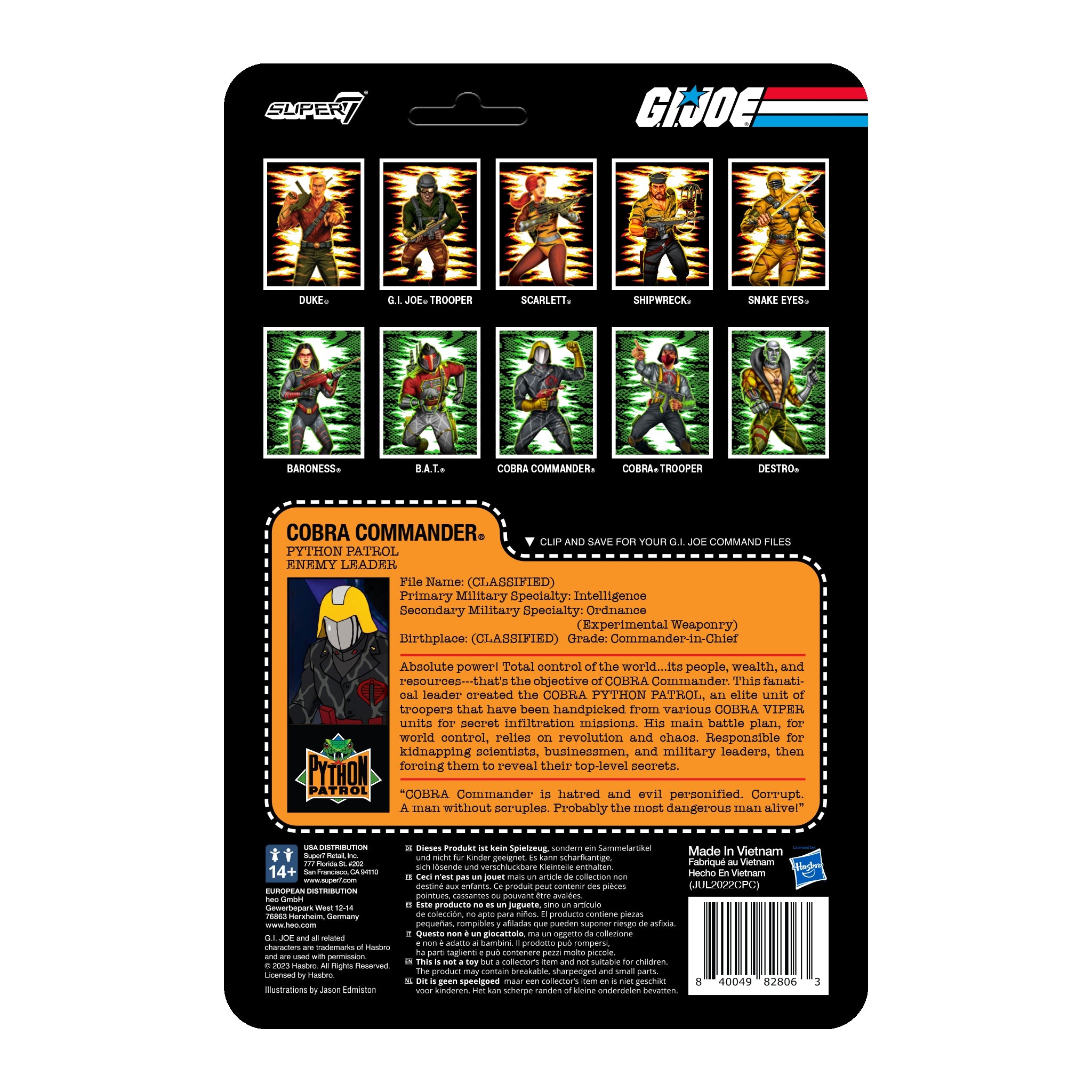 Super7 ReAction G.I. Joe Python Patrol Cobra Commander figurina