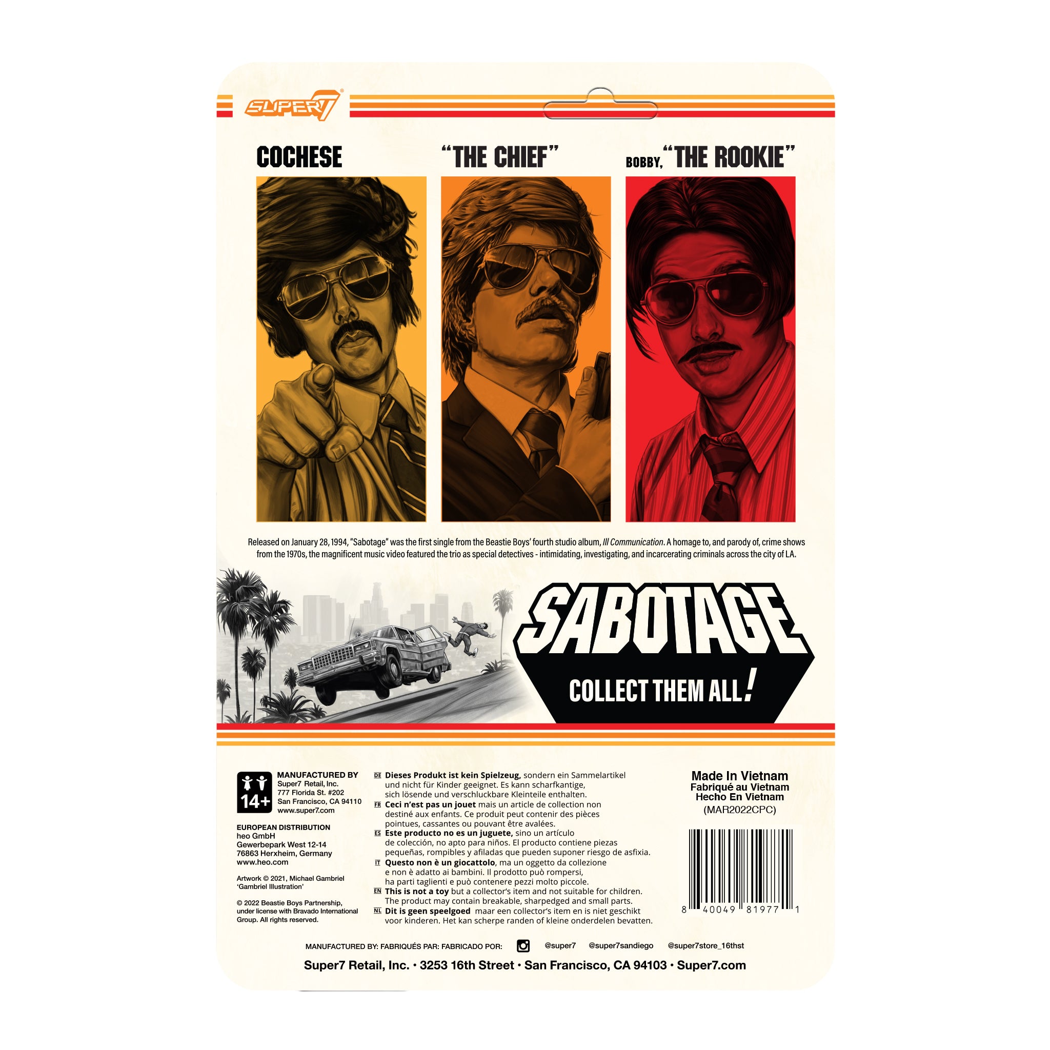 Super7 Beastie Boys ReAction Sabotage Vic Colfari figurina gogoasa