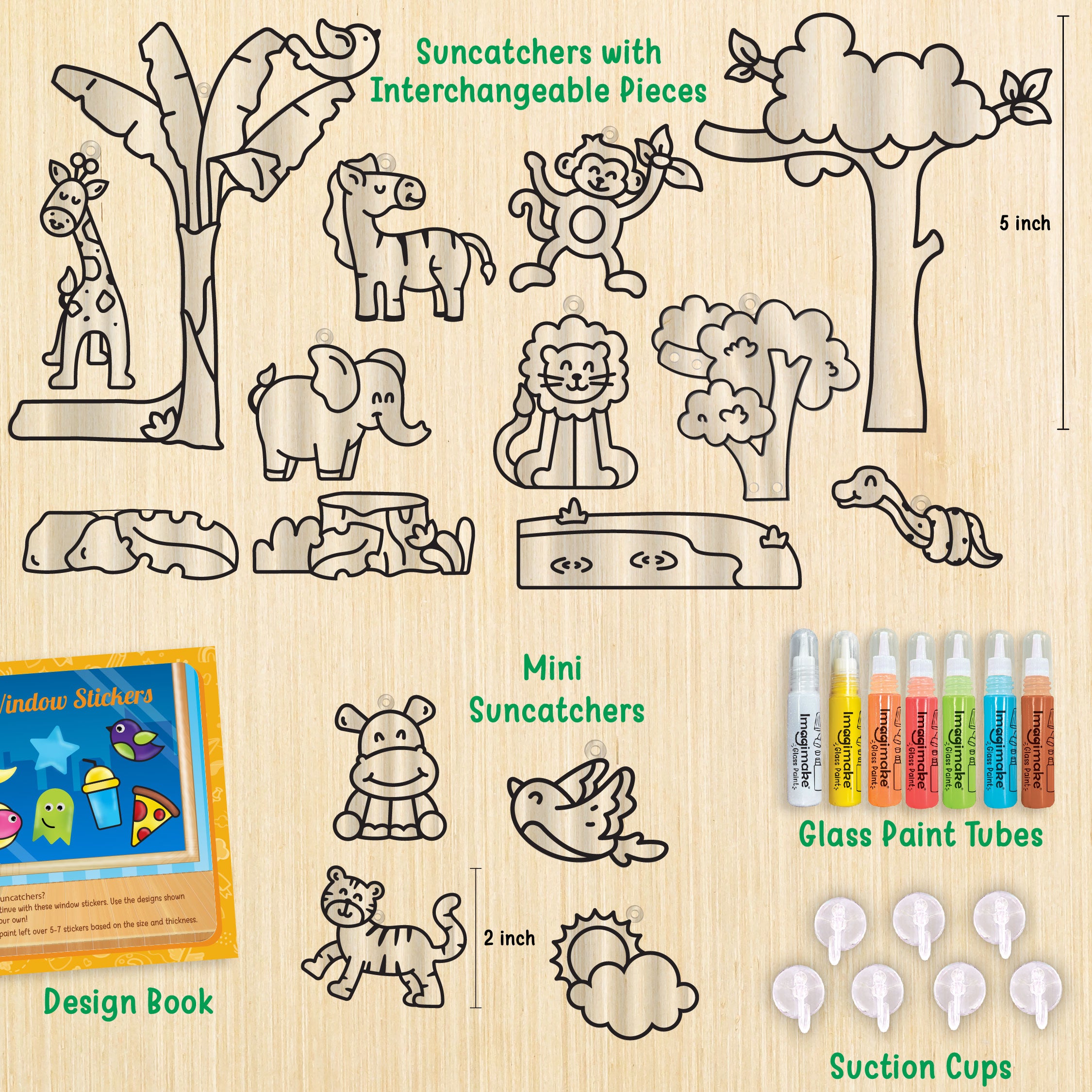 Imagimake Window Art kit pictură sticlă junglă