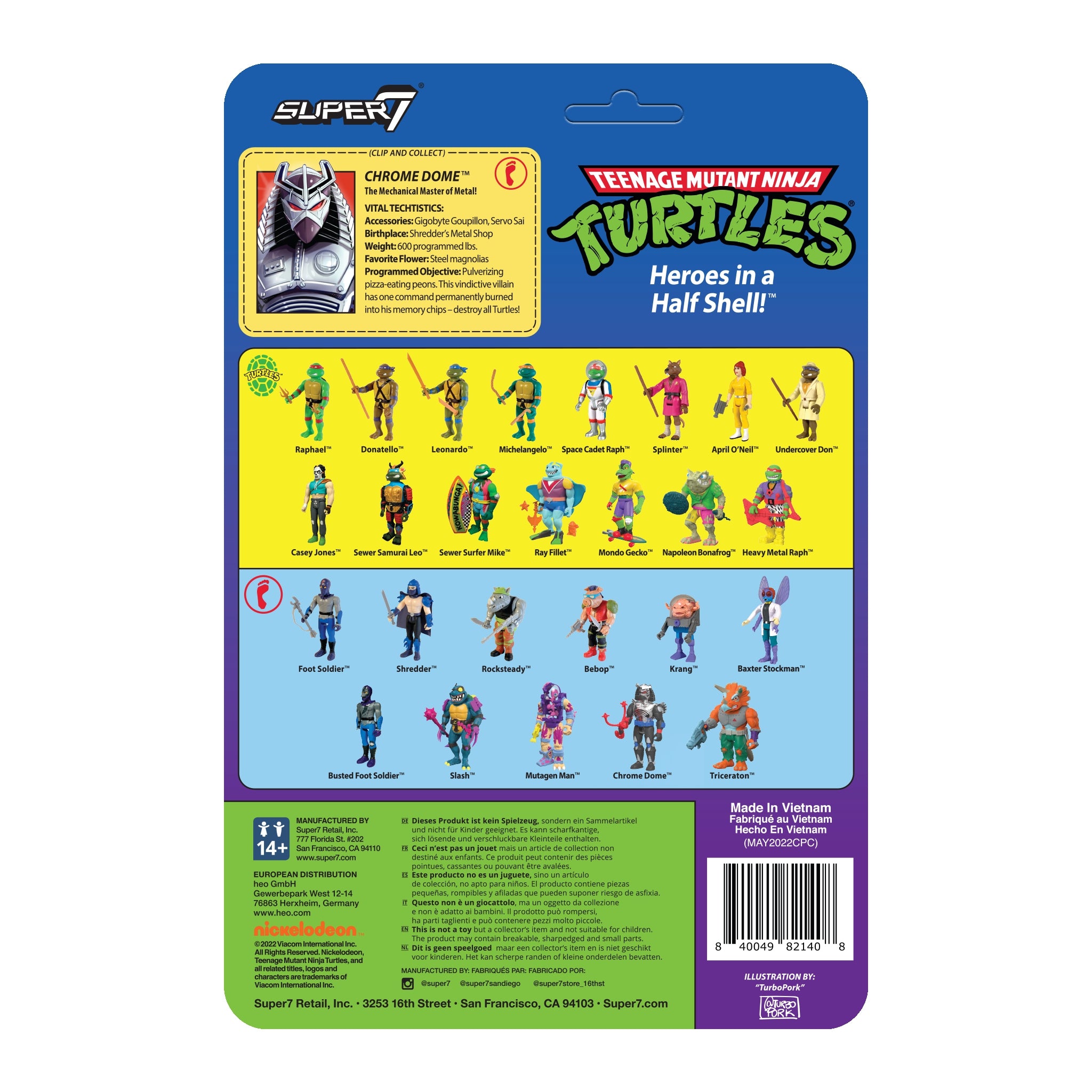 Super7 ReAction Chrome Dome figurina TMNT Wave 6