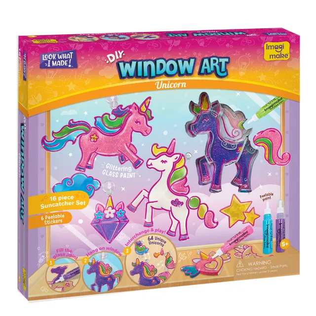 Imagimake Window Art kit pictură sticlă unicorni