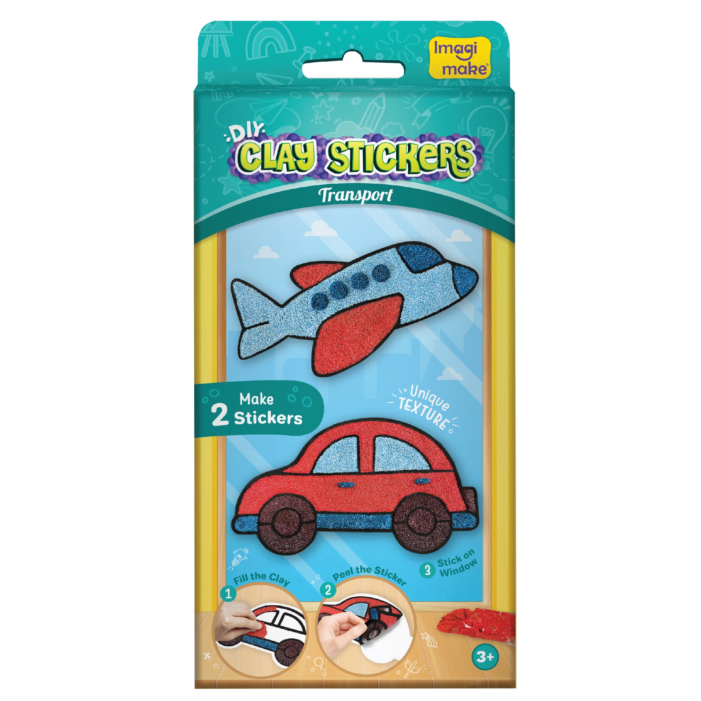 Imagimake DIY Clay Stickers Travel set plastilina 12 buc masini