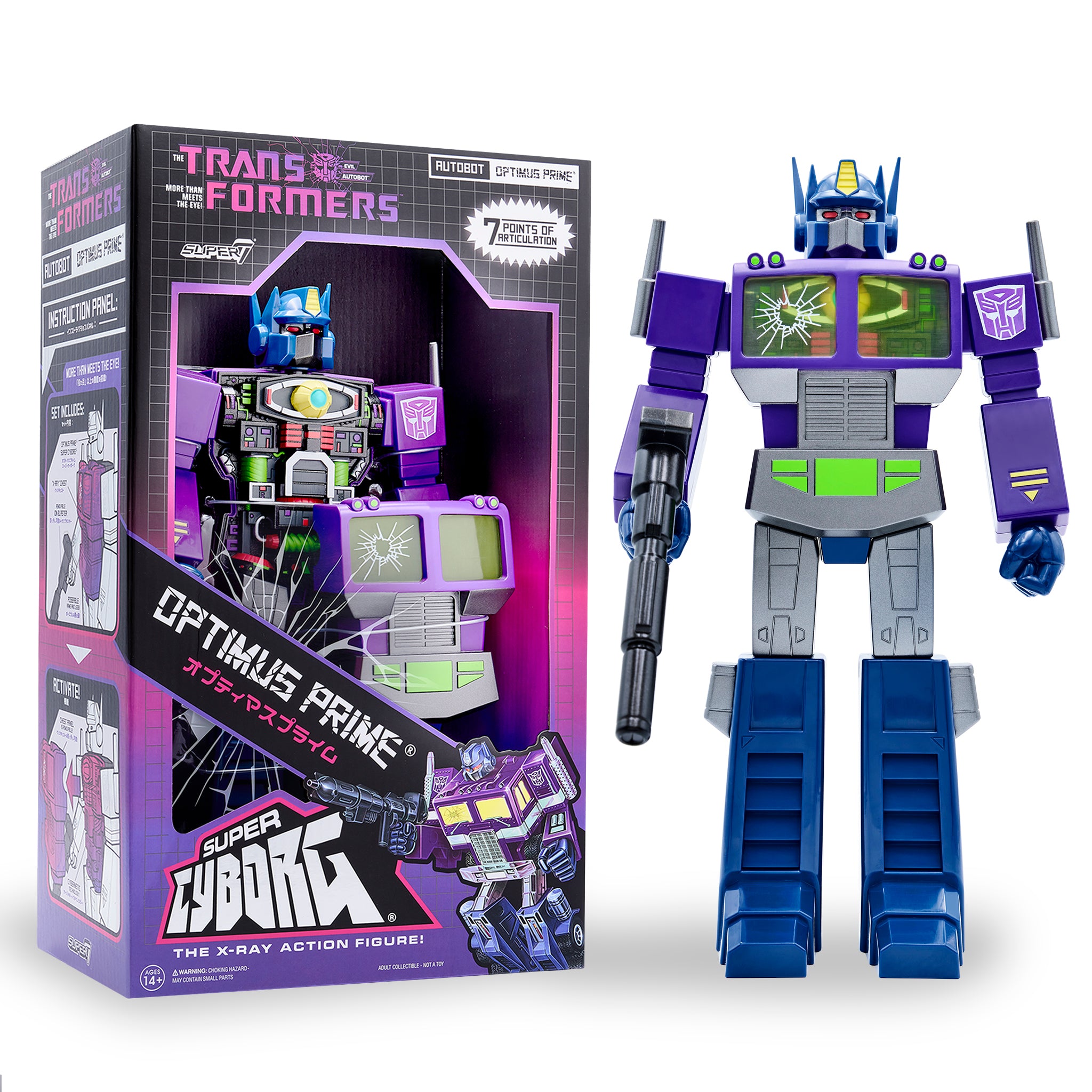 Super7 Super Cyborg Optimus Prime figurina mov Shattered Glass