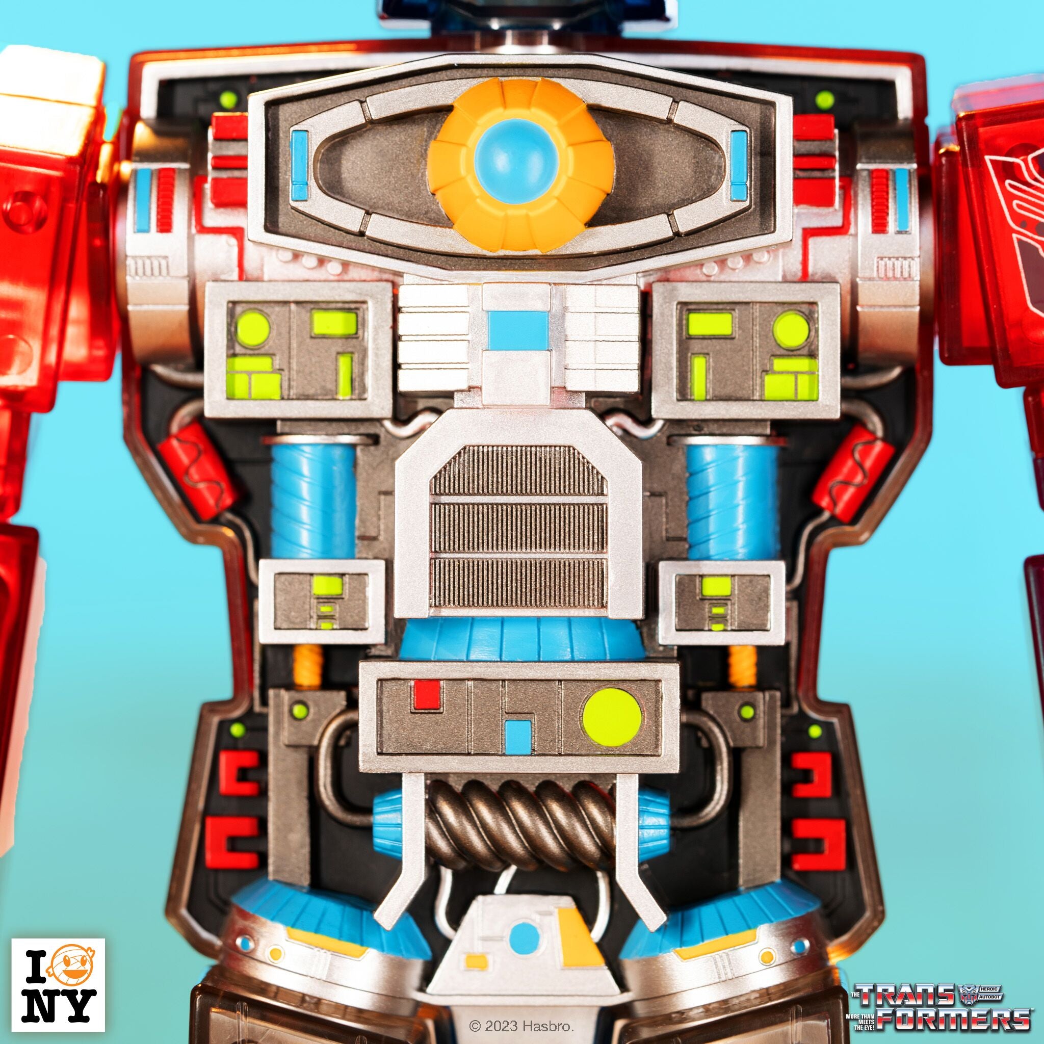 Super7 Super Cyborg Optimus Prime figurina rosu transparent