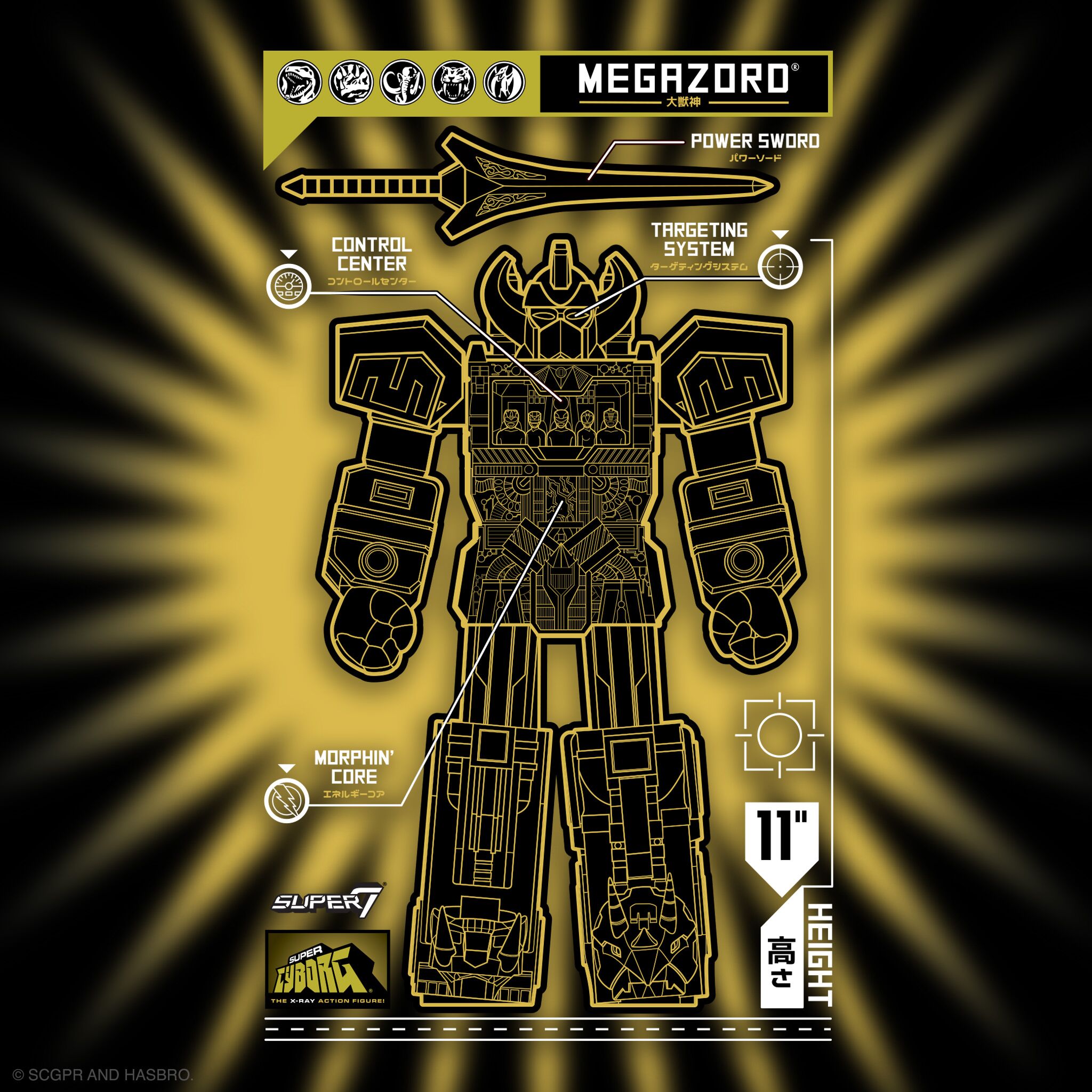 Super7 Power Rangers Super Cyborg Megazord 11 inch negru