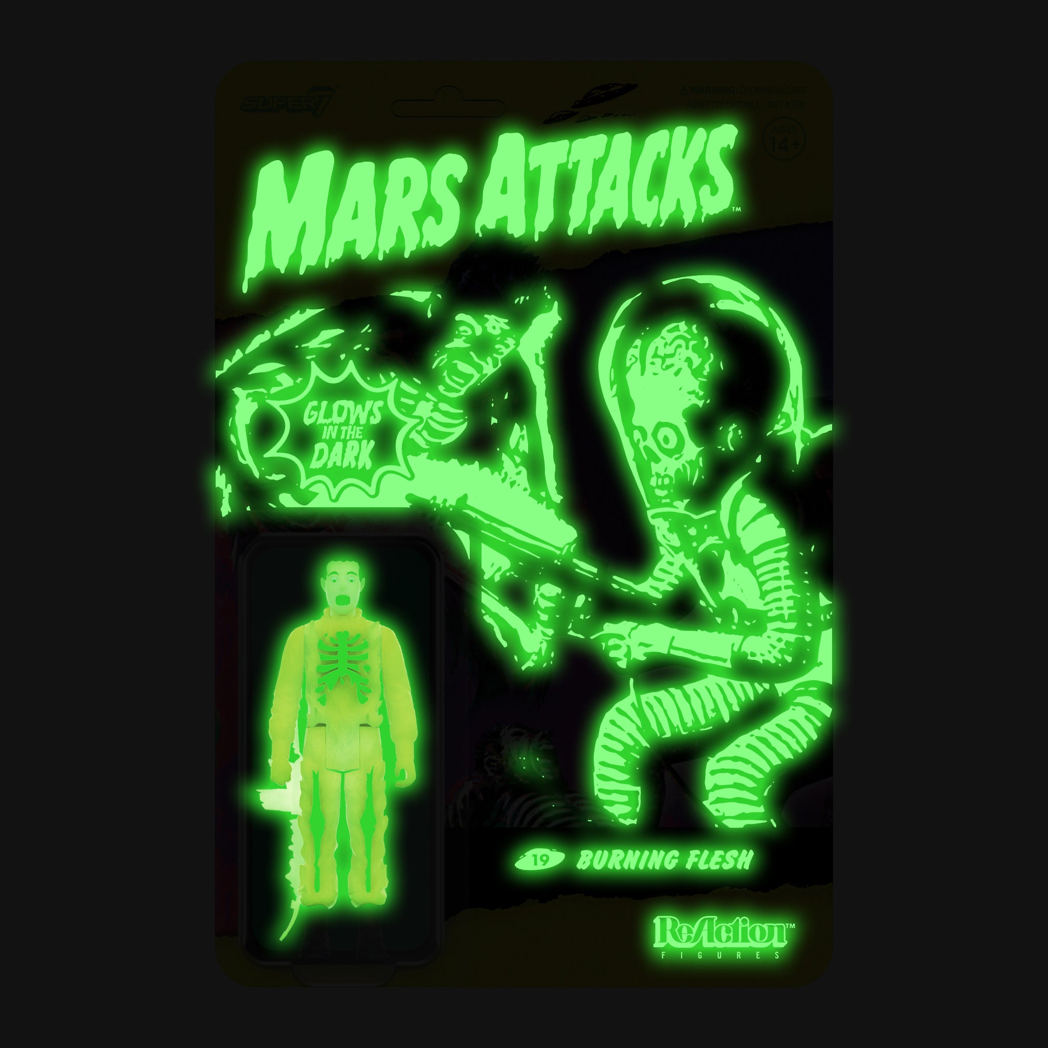 Super7 ReAction Mars Attacks Burning Flesh figurina fosforescenta