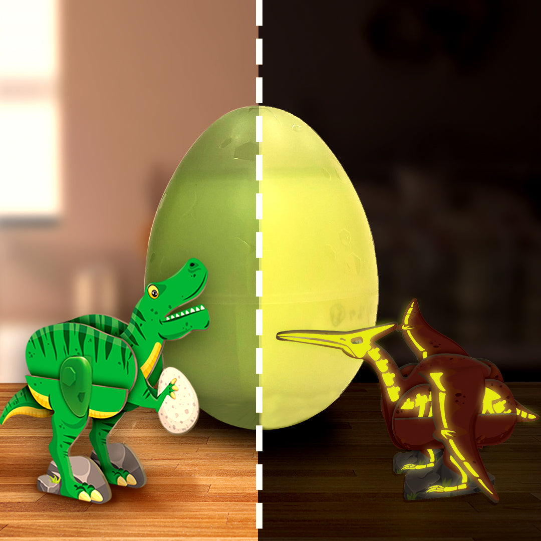 Imagimake Dinos Eggs set dinozauri 3 buc fosforescent