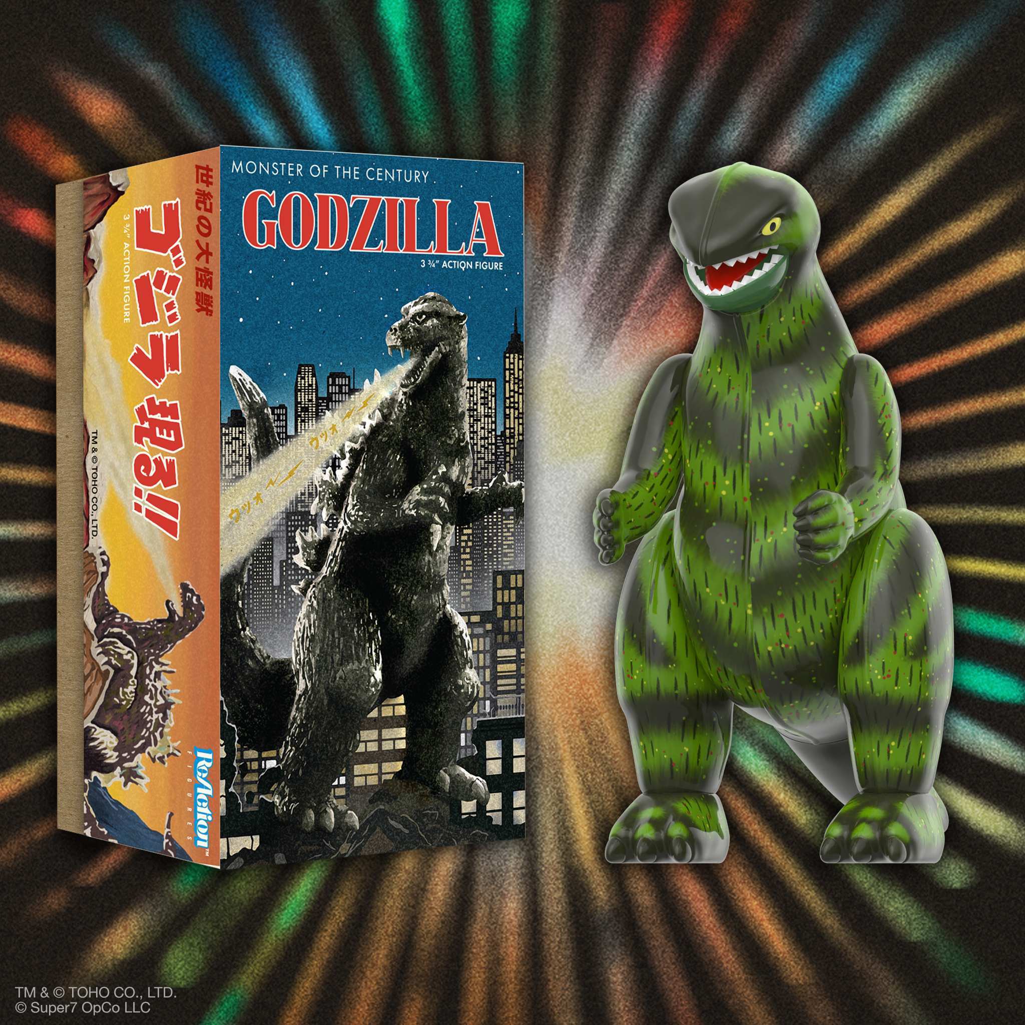 Super7 ReAction Godzilla Retro Tin figurina verde 3,75 inch