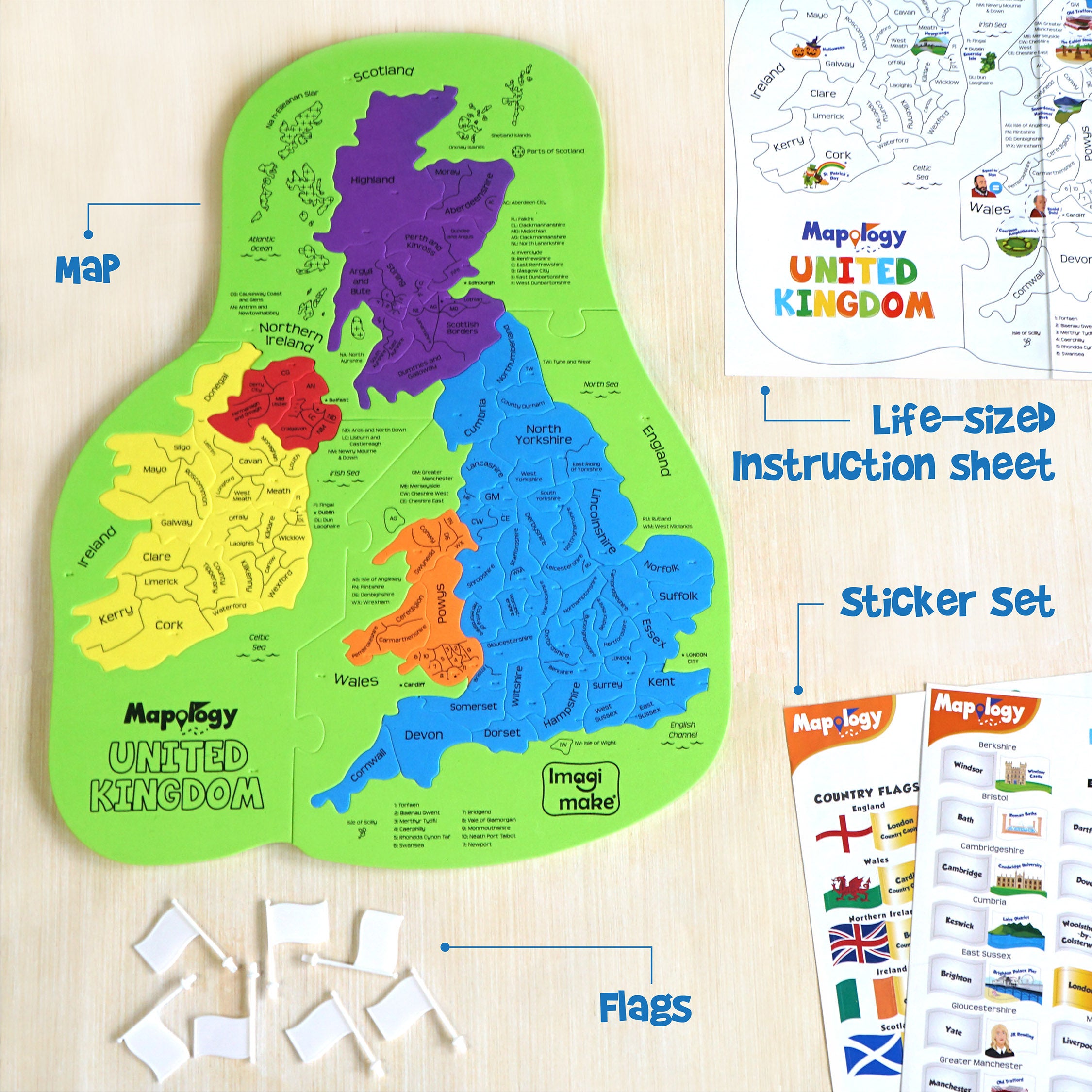 Imagimake Mapology United Kingdom with Capitals puzzle harta 58 piese EVA