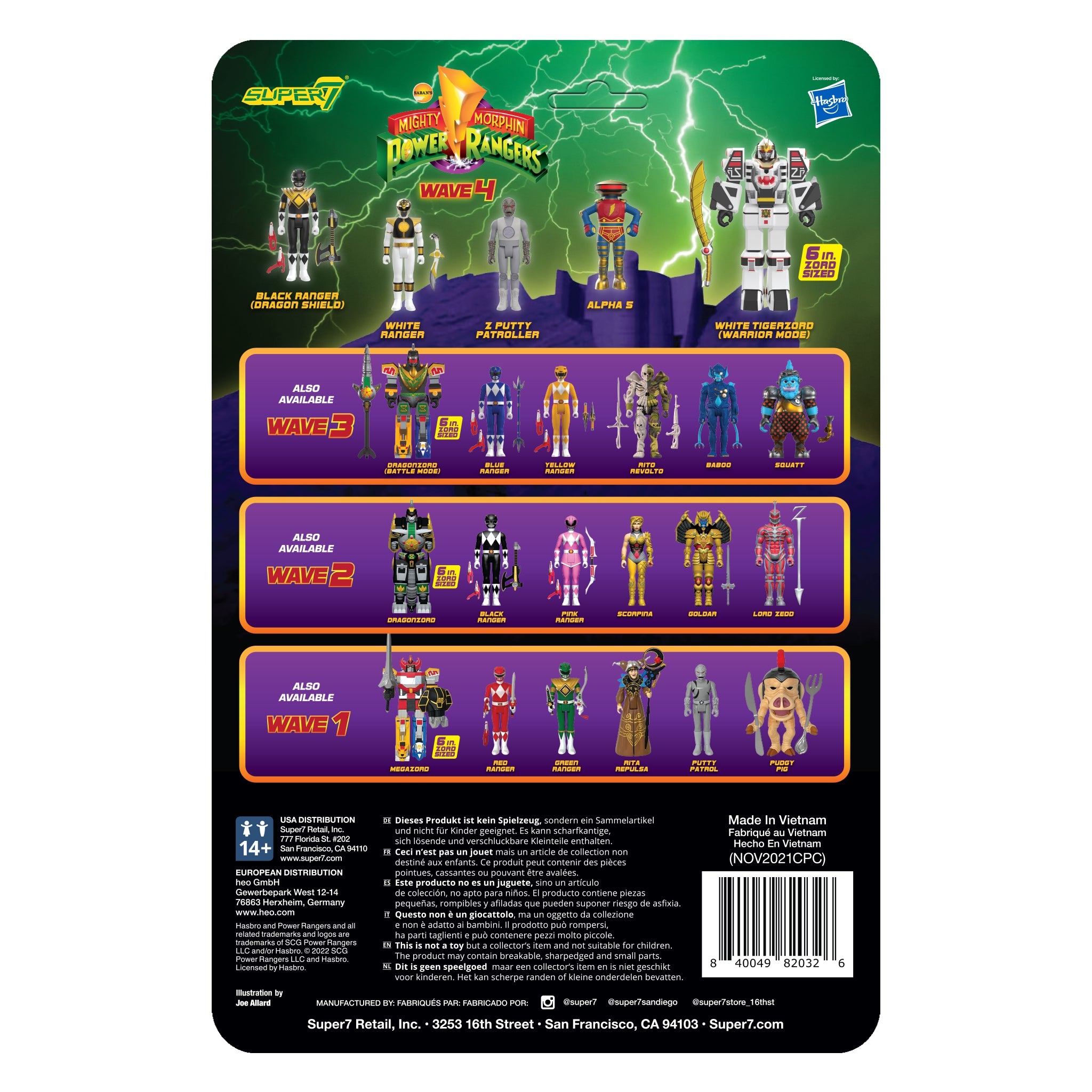 Super7 Power Rangers ReAction White TigerZord Warrior 6" metalic