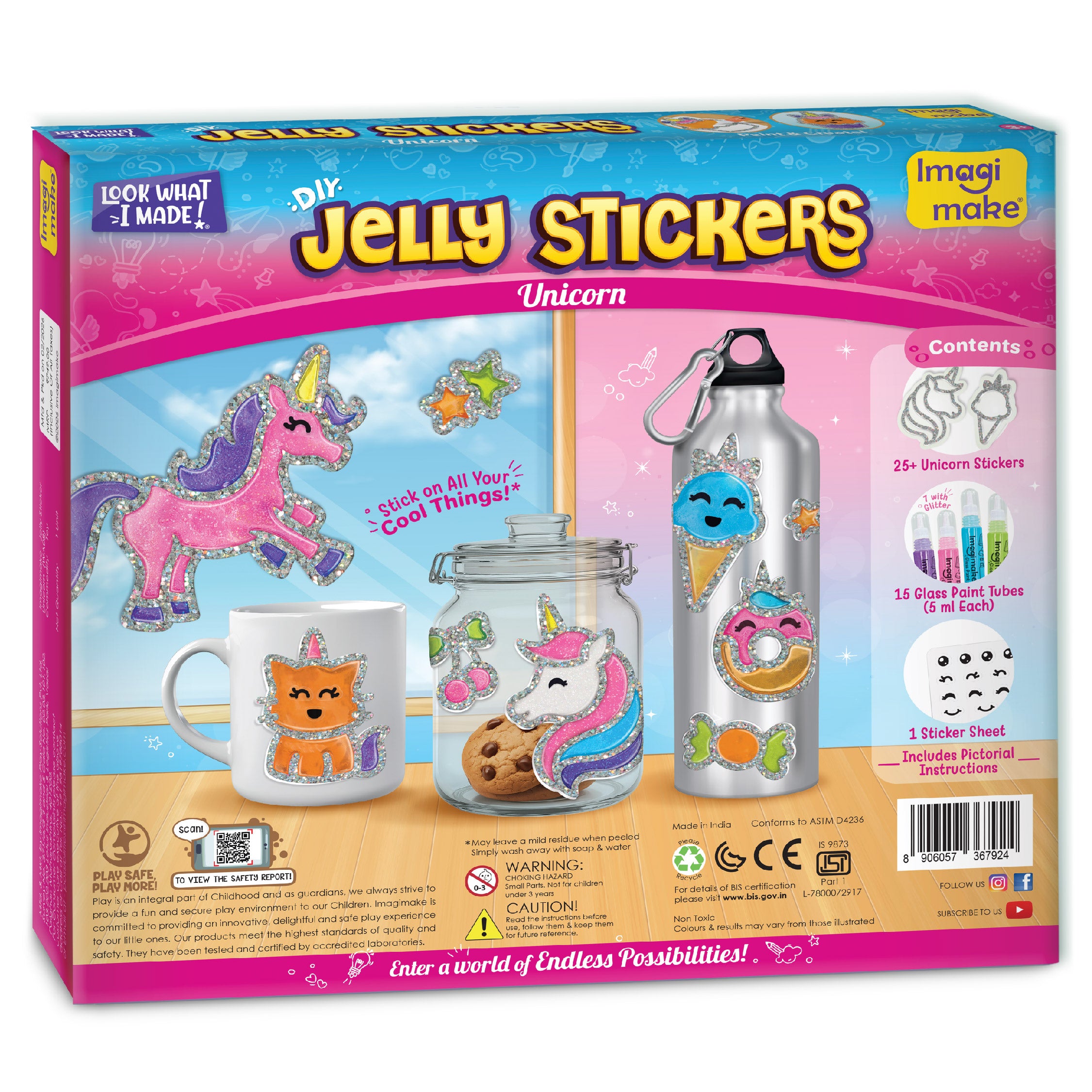 Imagimake Jelly Stickers Unicorn set stickere 3D lucios