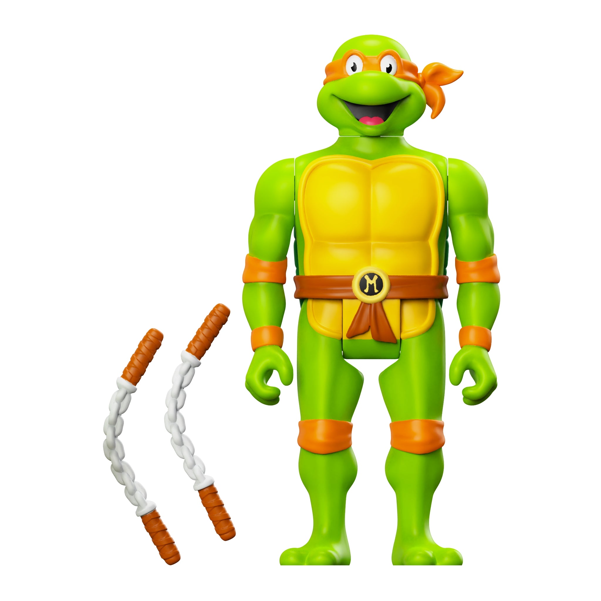 Super7 ReAction Michelangelo Toon figurina 9,5 cm cu nunchaku