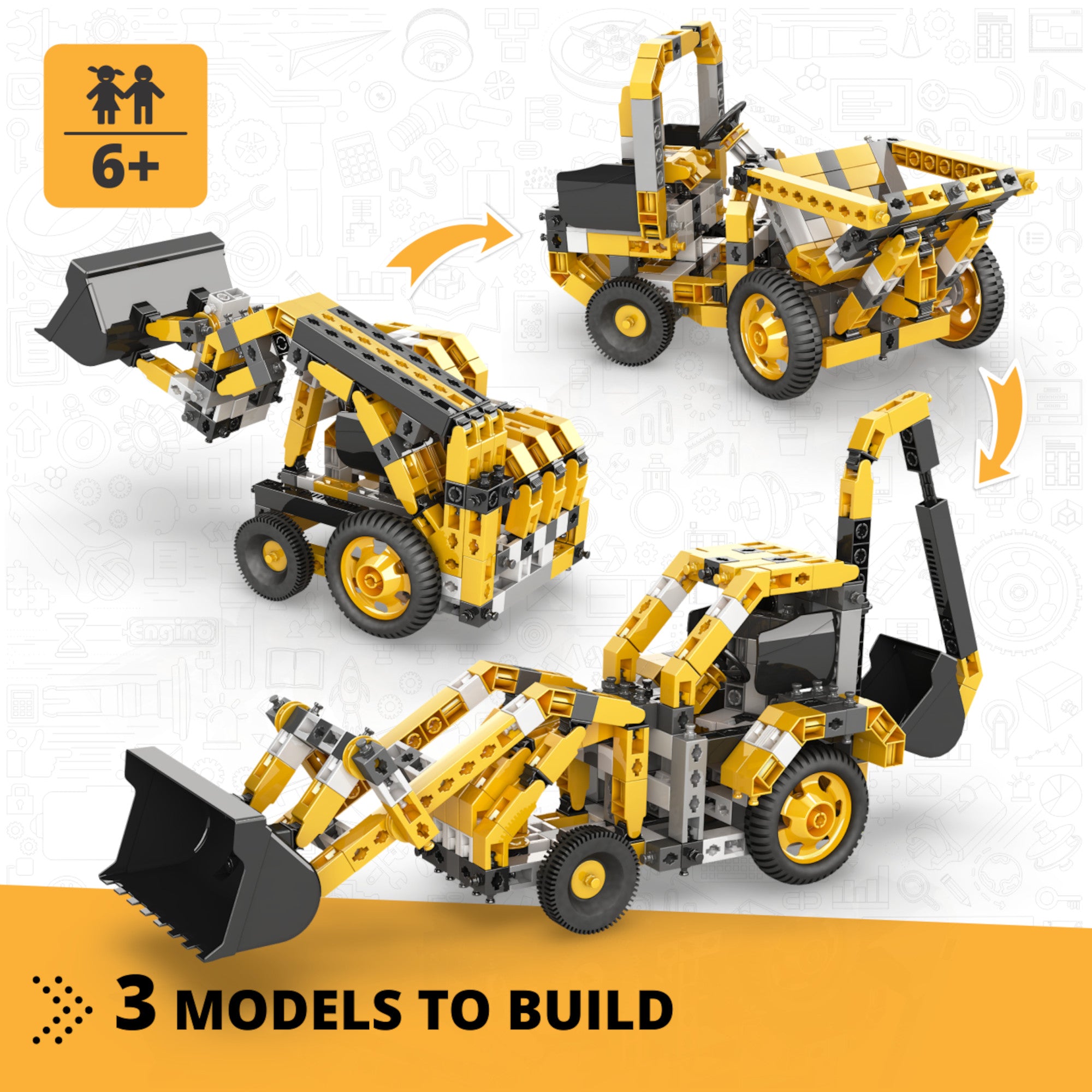Engino Creative Builder Backhoe Loader set 3 modele 6+ ani