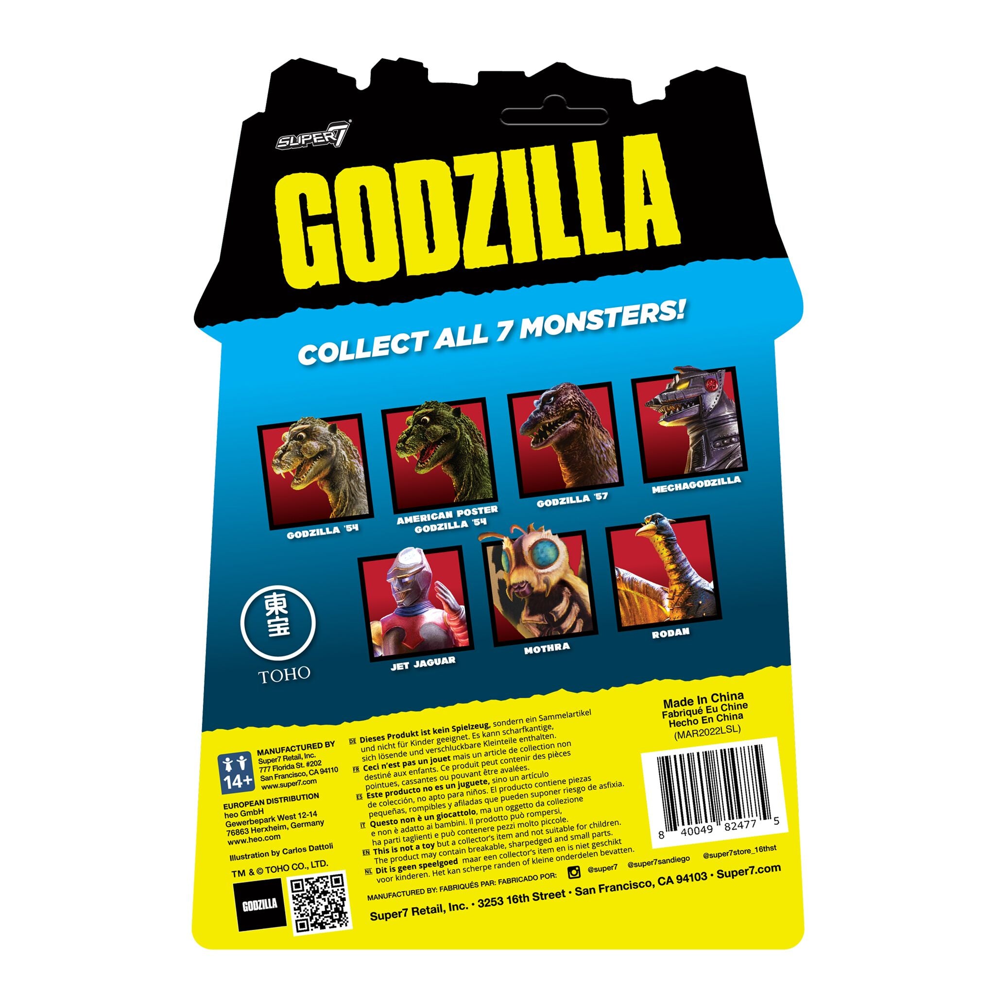 Super7 Toho ReAction figurina Godzilla 1954 poster 9,5 cm