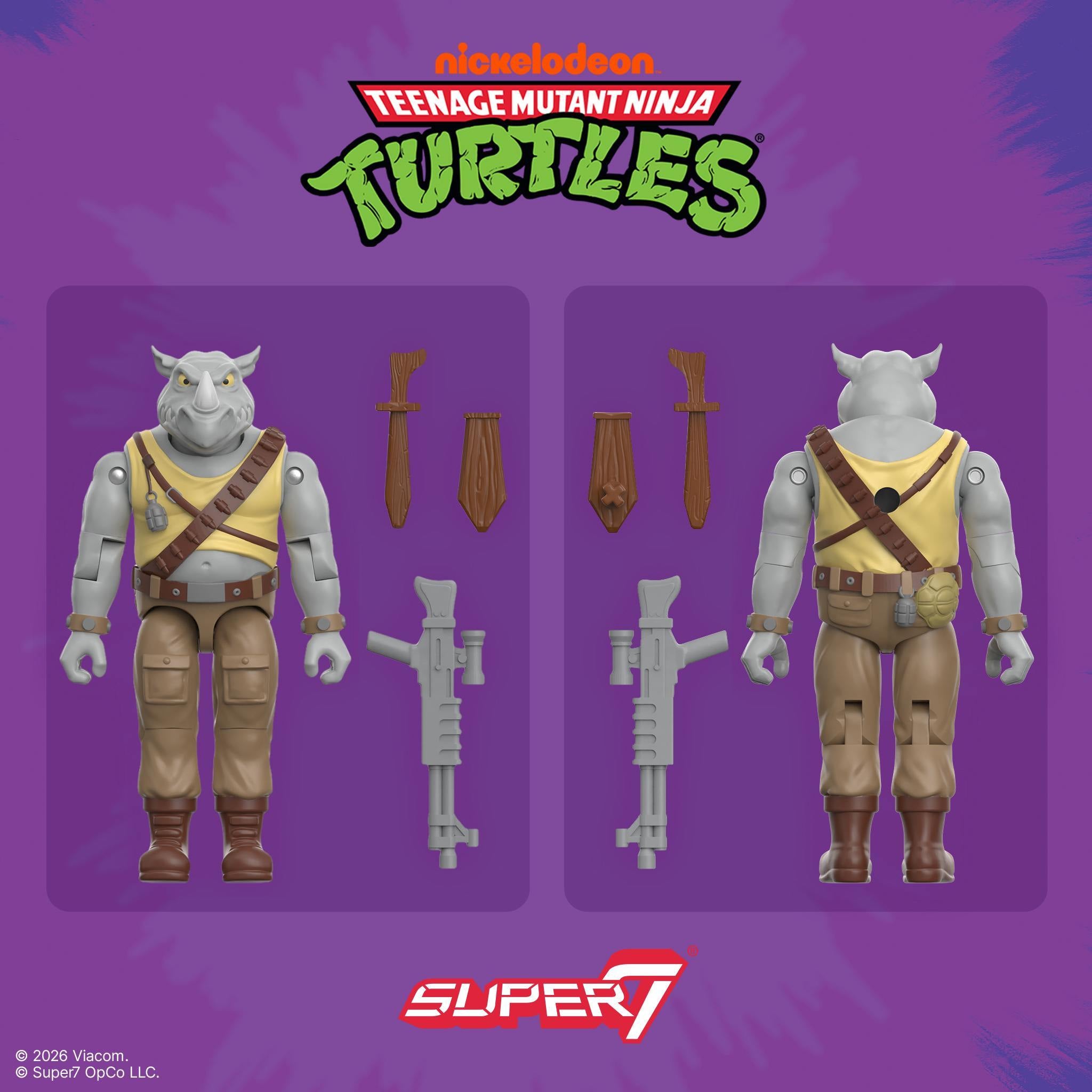 Super7 TMNT ReAction+ Wave 02 Rocksteady figurina 10 cm