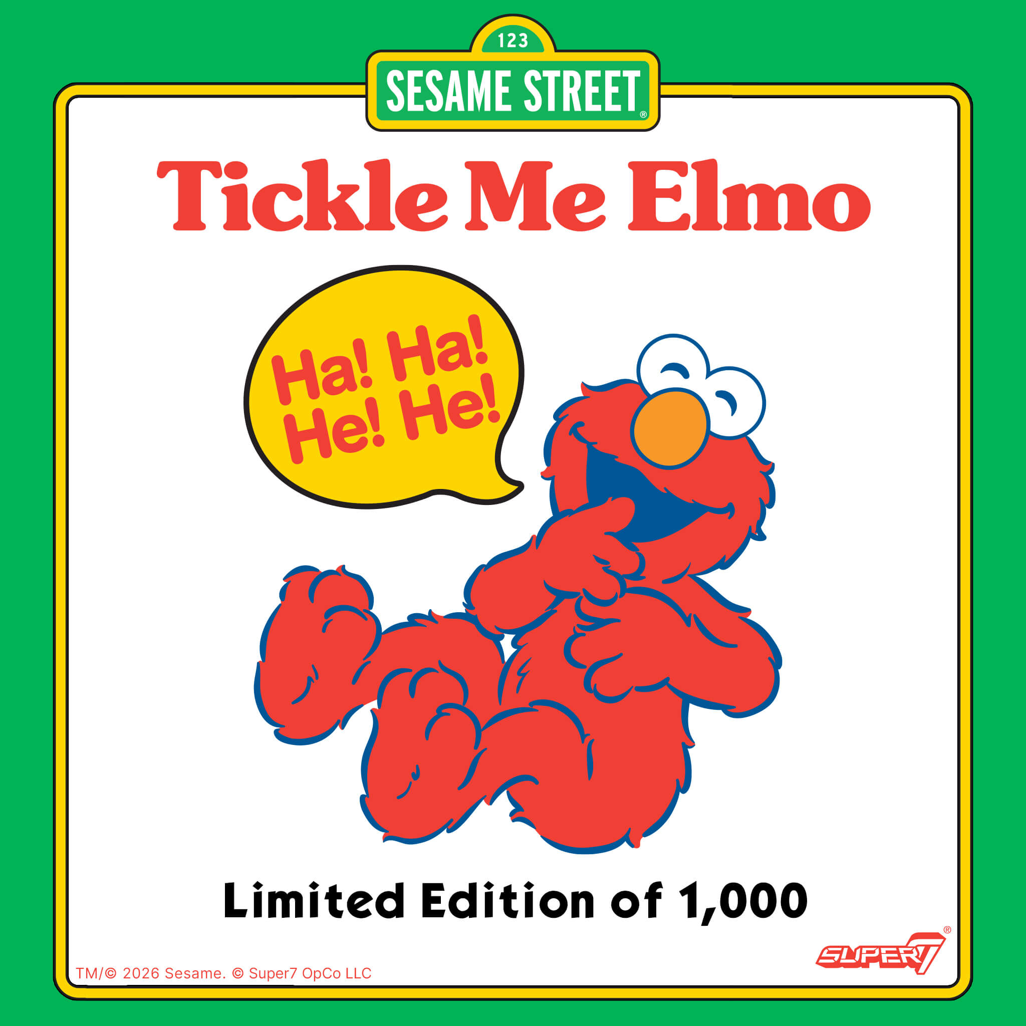 Super7 Sesame Street Elmo figurina Tickle Me 10 cm