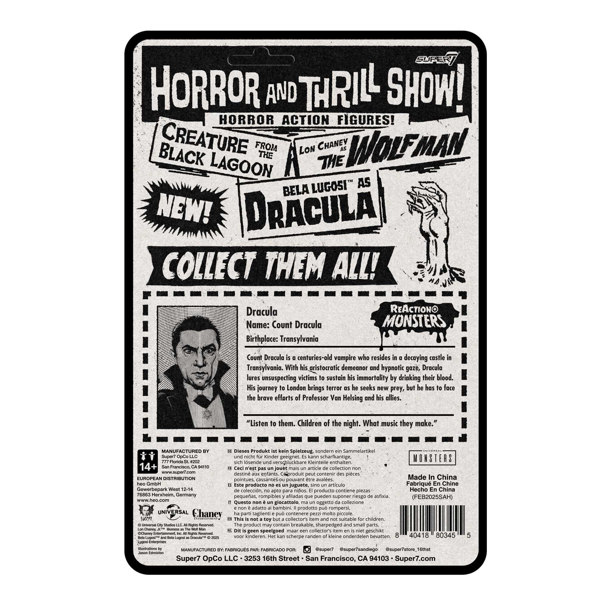 Super7 ReAction+ Dracula figurina 9.5 cm cu sfesnic