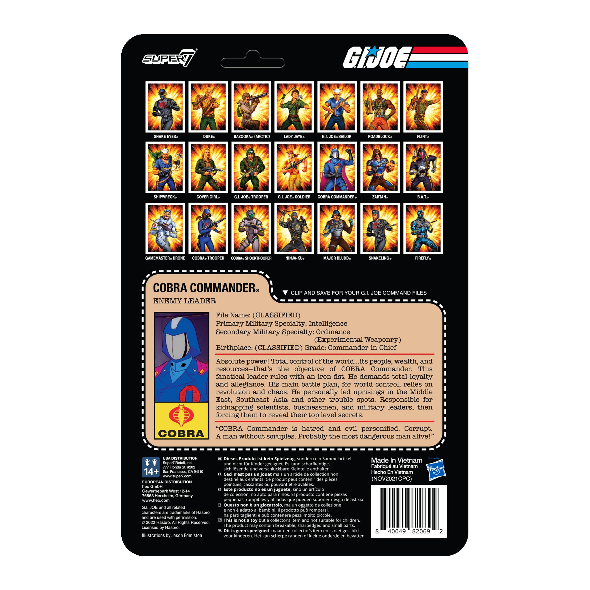 Super7 ReAction Cobra Commander figurina cu pelerina albastru