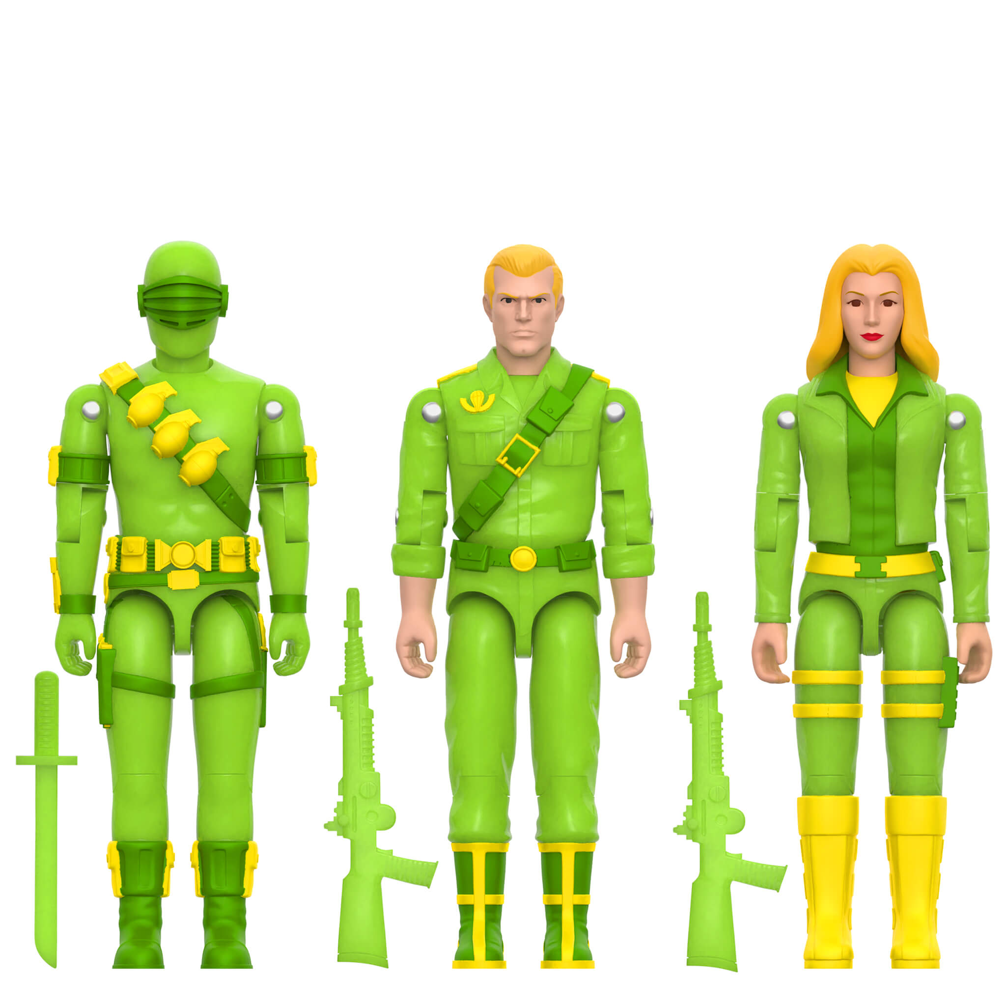 Super7 G.I. Joe Glow Patrol Green set 3 figurine ReAction+