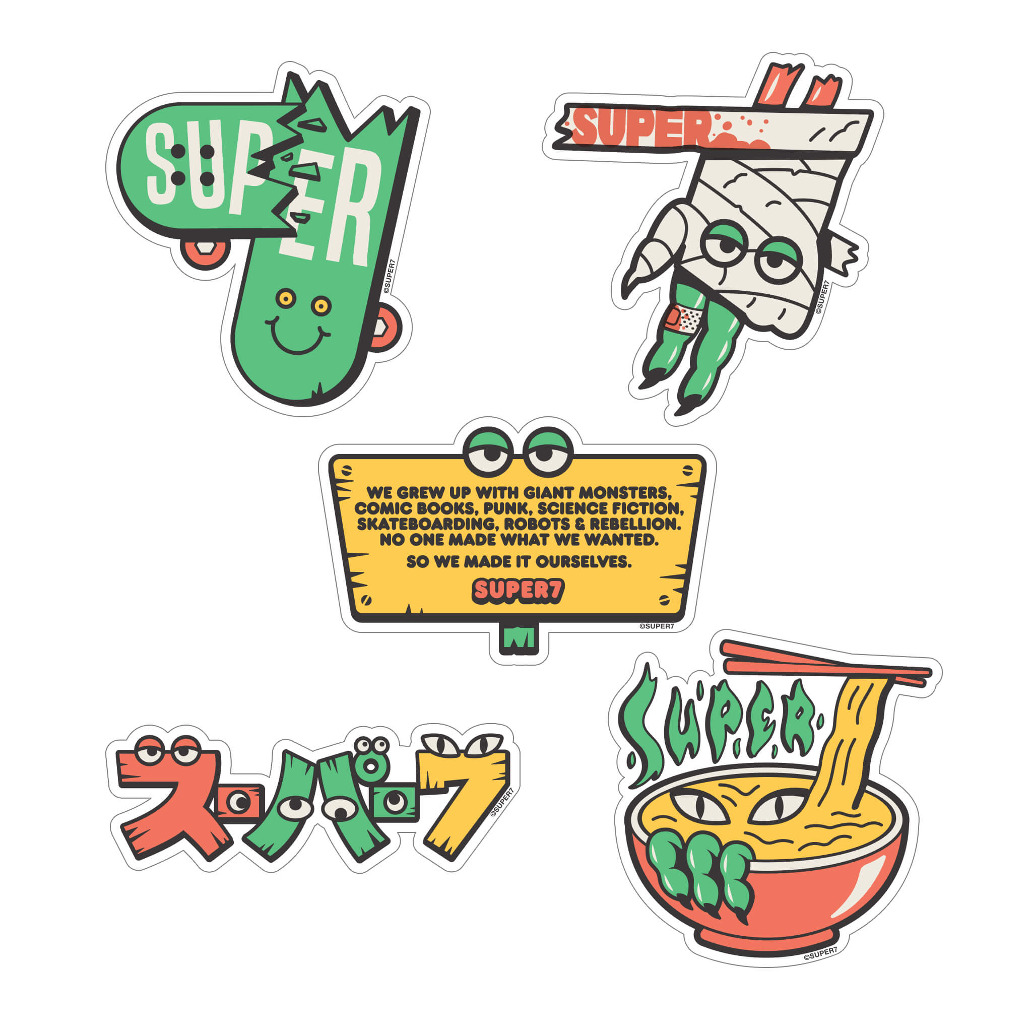 Super7 25th Birthday set stickere vinil 5 bucati aniversar