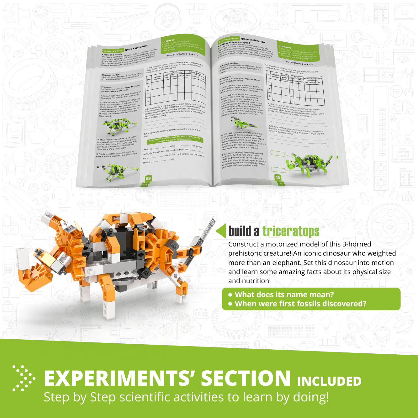 Engino Discovering STEM Paleontology set construcție 6 modele dinozauri