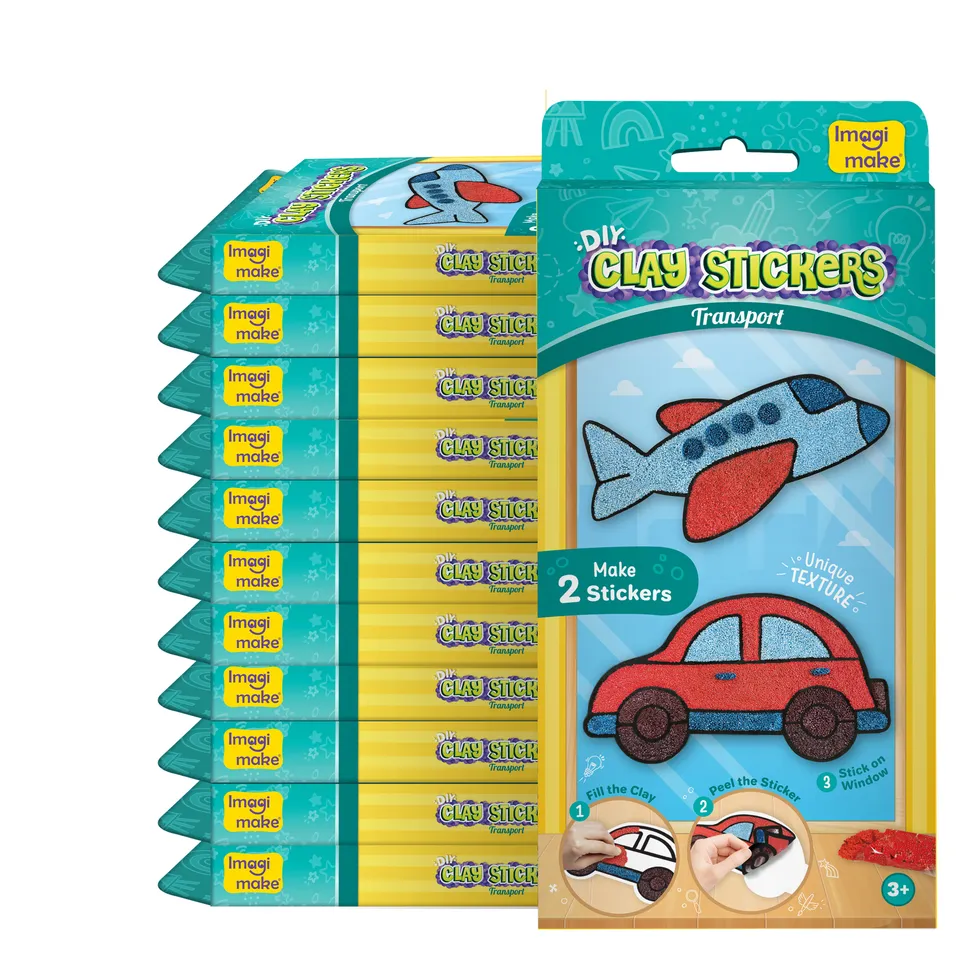 Imagimake DIY Clay Stickers Travel set plastilina 12 buc masini