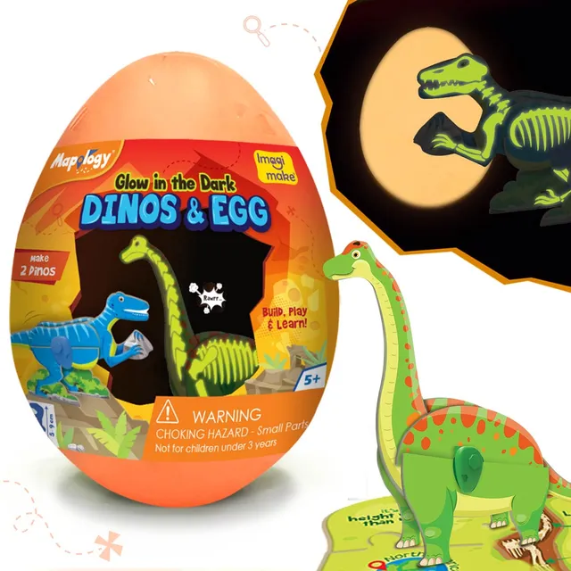 Imagimake Dino & Egg Orange jucarie dinozauri fosforescenti
