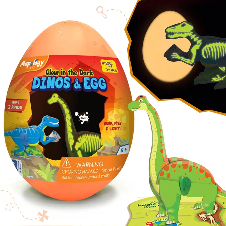Imagimake Dino & Egg Orange jucarie dinozauri fosforescenti