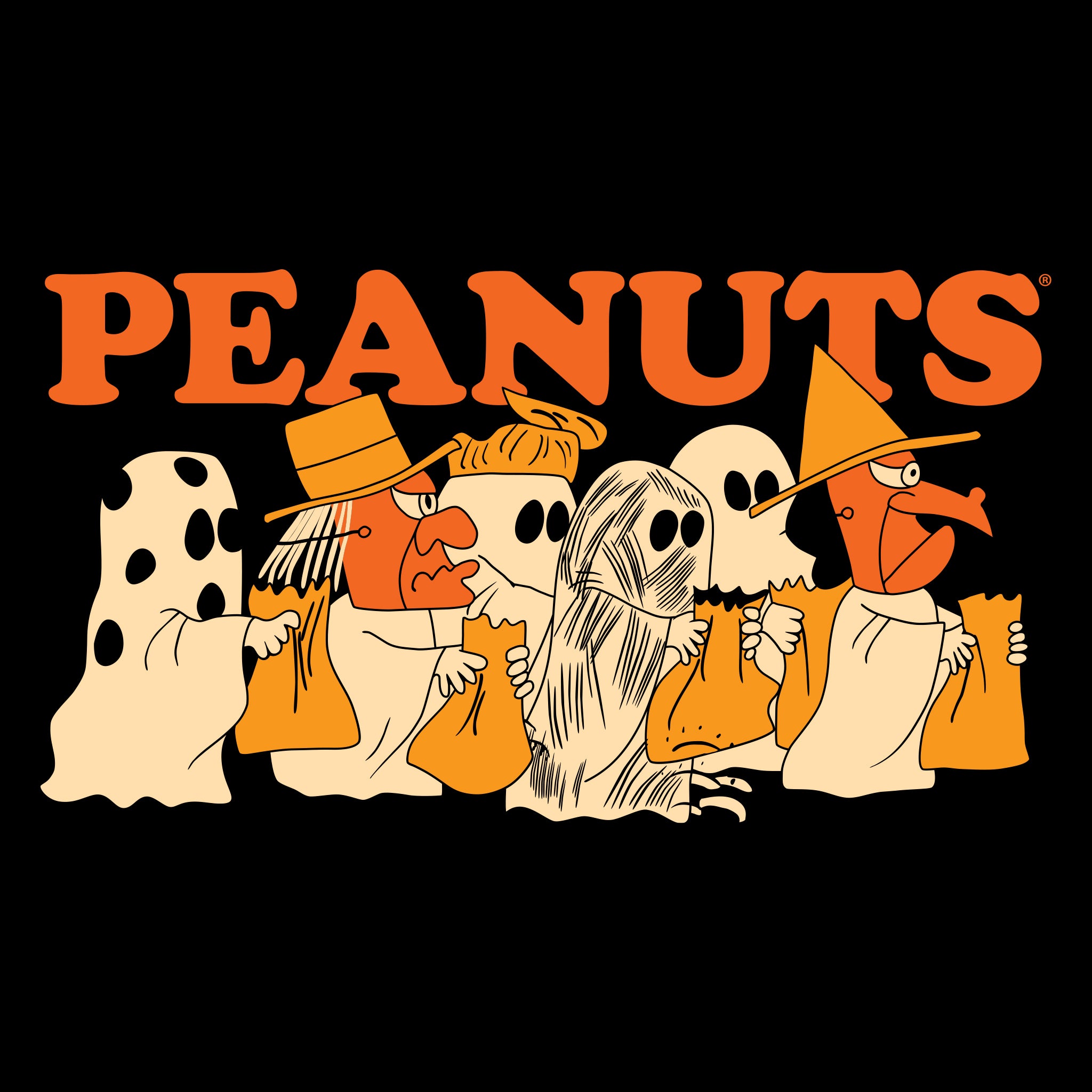 Super7 Peanuts Charlie Brown Ghost tricou bumbac negru Halloween
