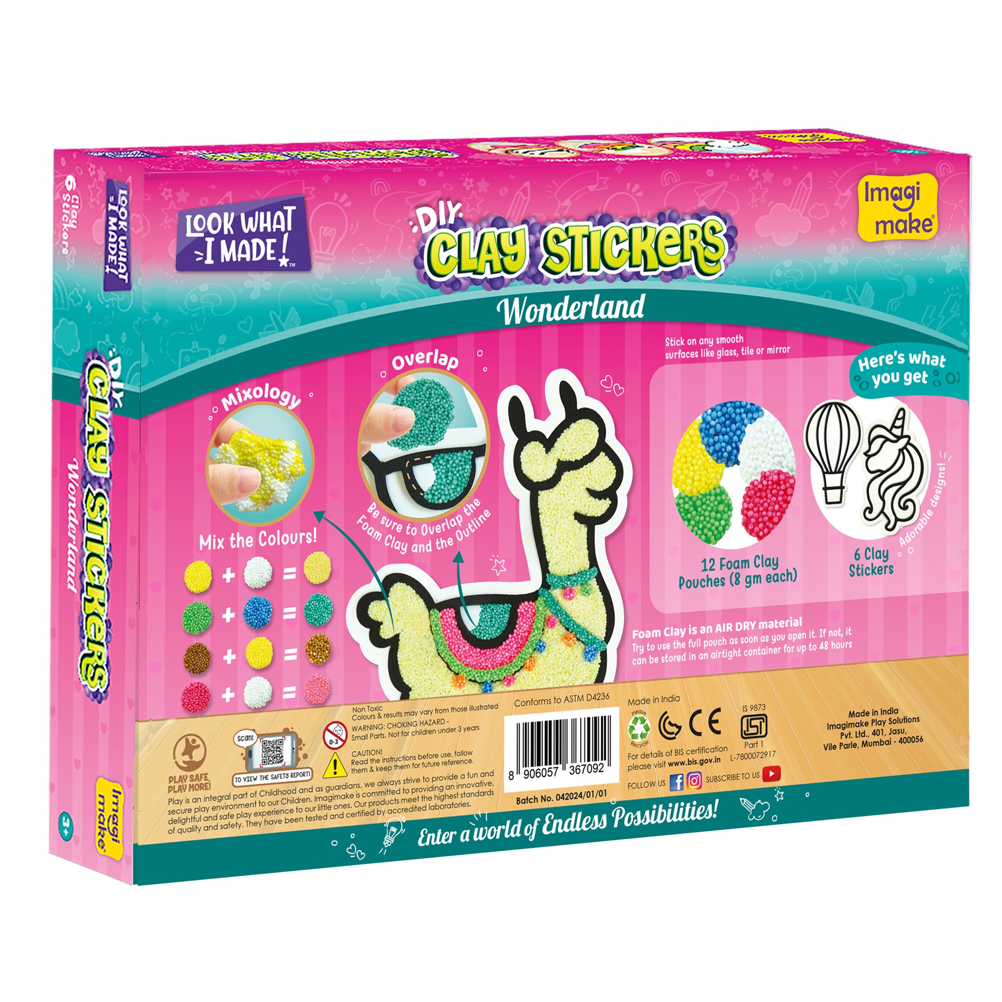 Imagimake Clay Stickers Wonderland set creativ 6 stickere