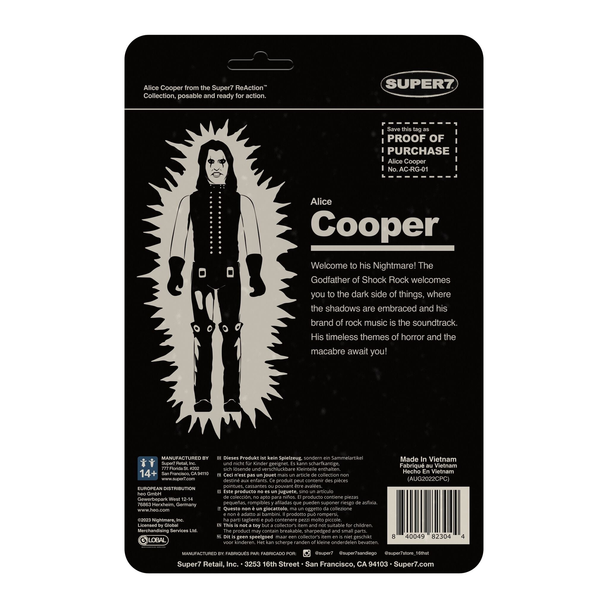 Super7 ReAction Alice Cooper Glow figurina fosforescenta