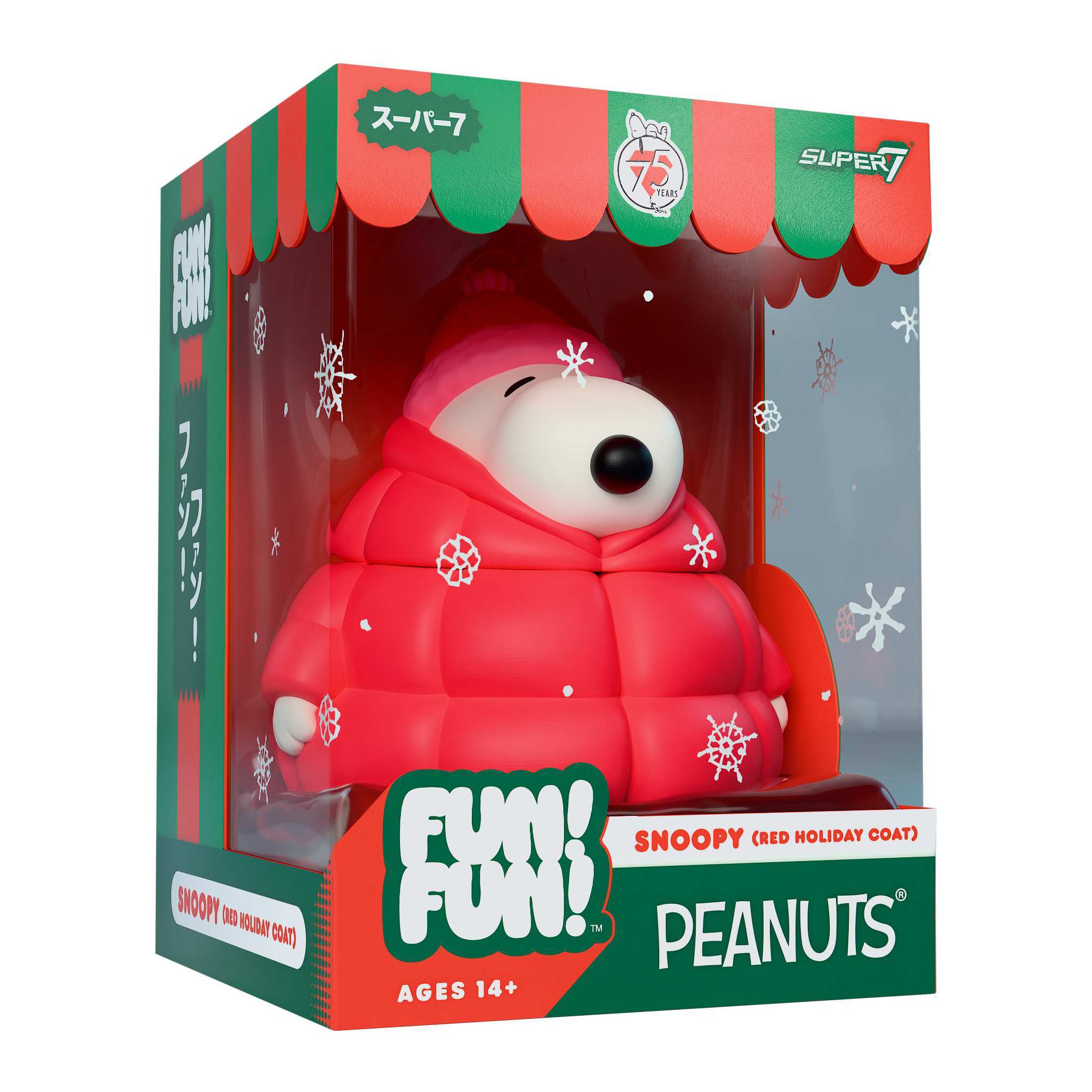 Super7 Peanuts Fun Fun Snoopy Red Holiday Coat figurina 12,7cm