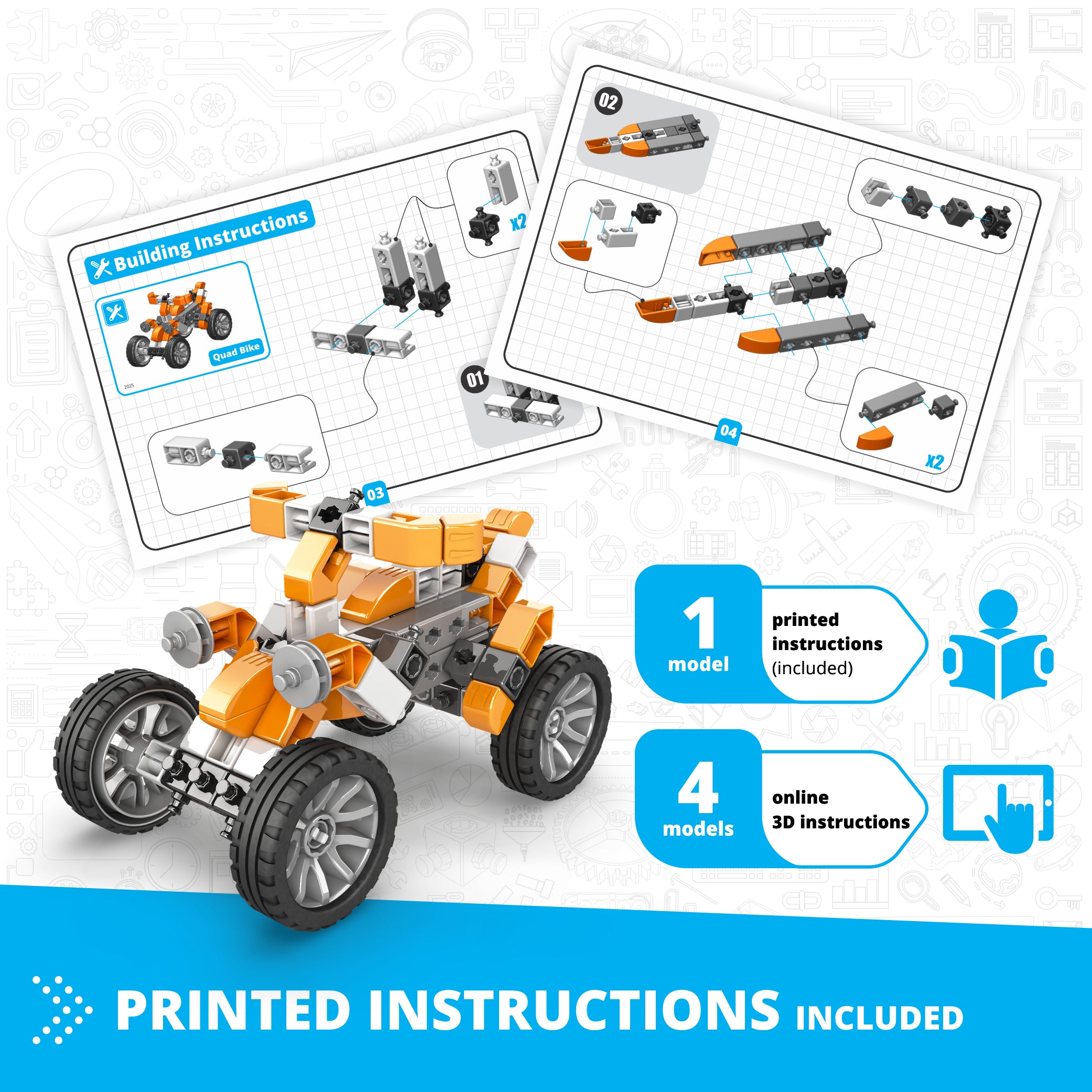Engino Inventor Mechanics Quad Bike constructor 5 modele 9+ ani