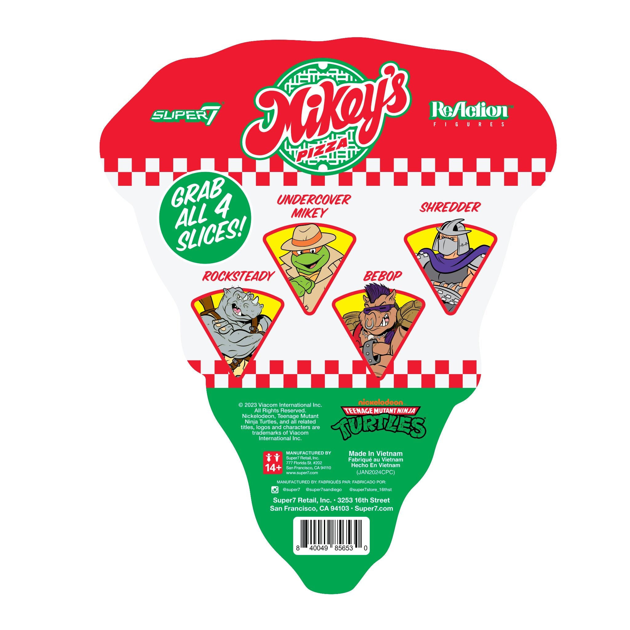 Super7 TMNT ReAction Rocksteady Pizza figurină 9,5 cm