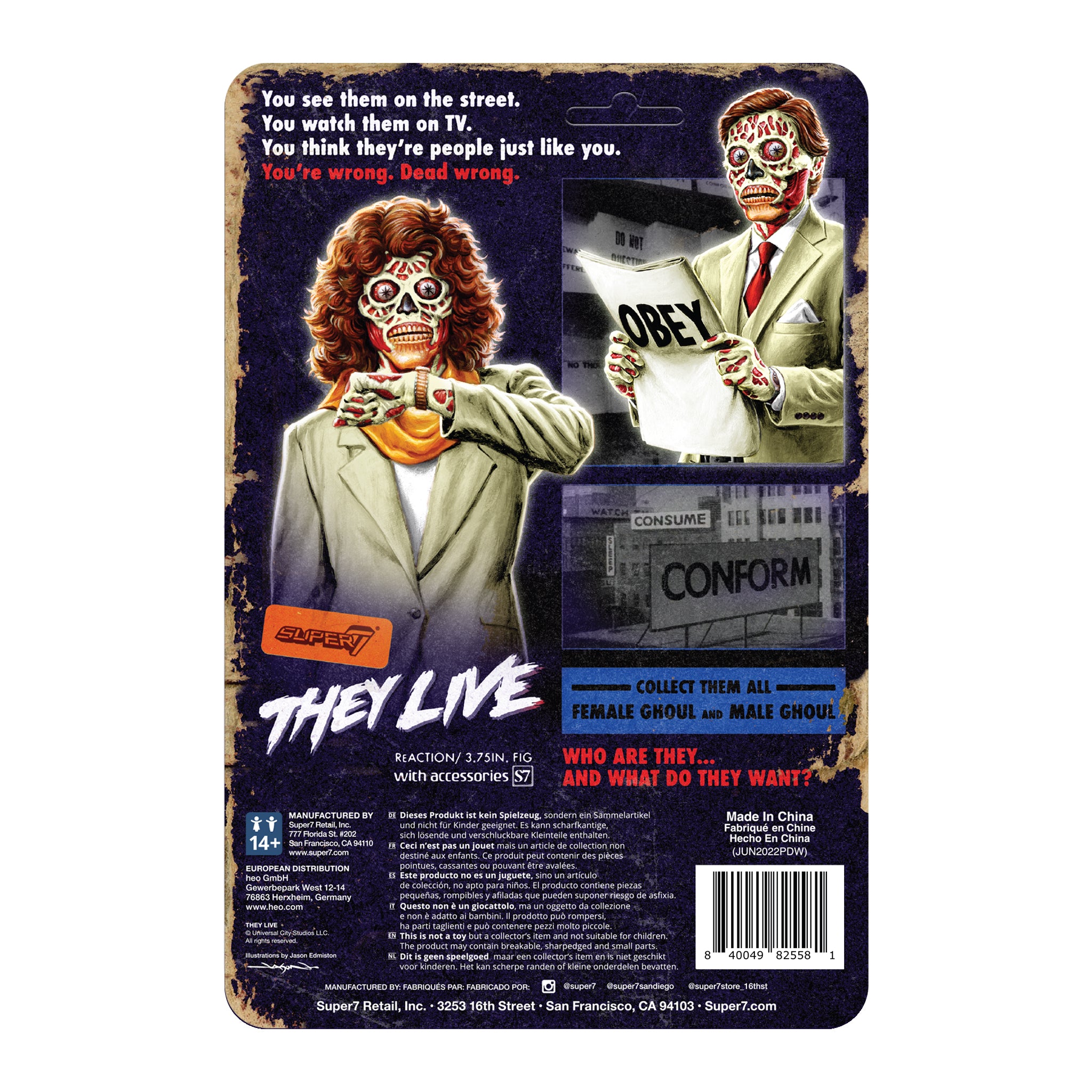 Super7 They Live ReAction Female Ghoul figurina fosforescenta