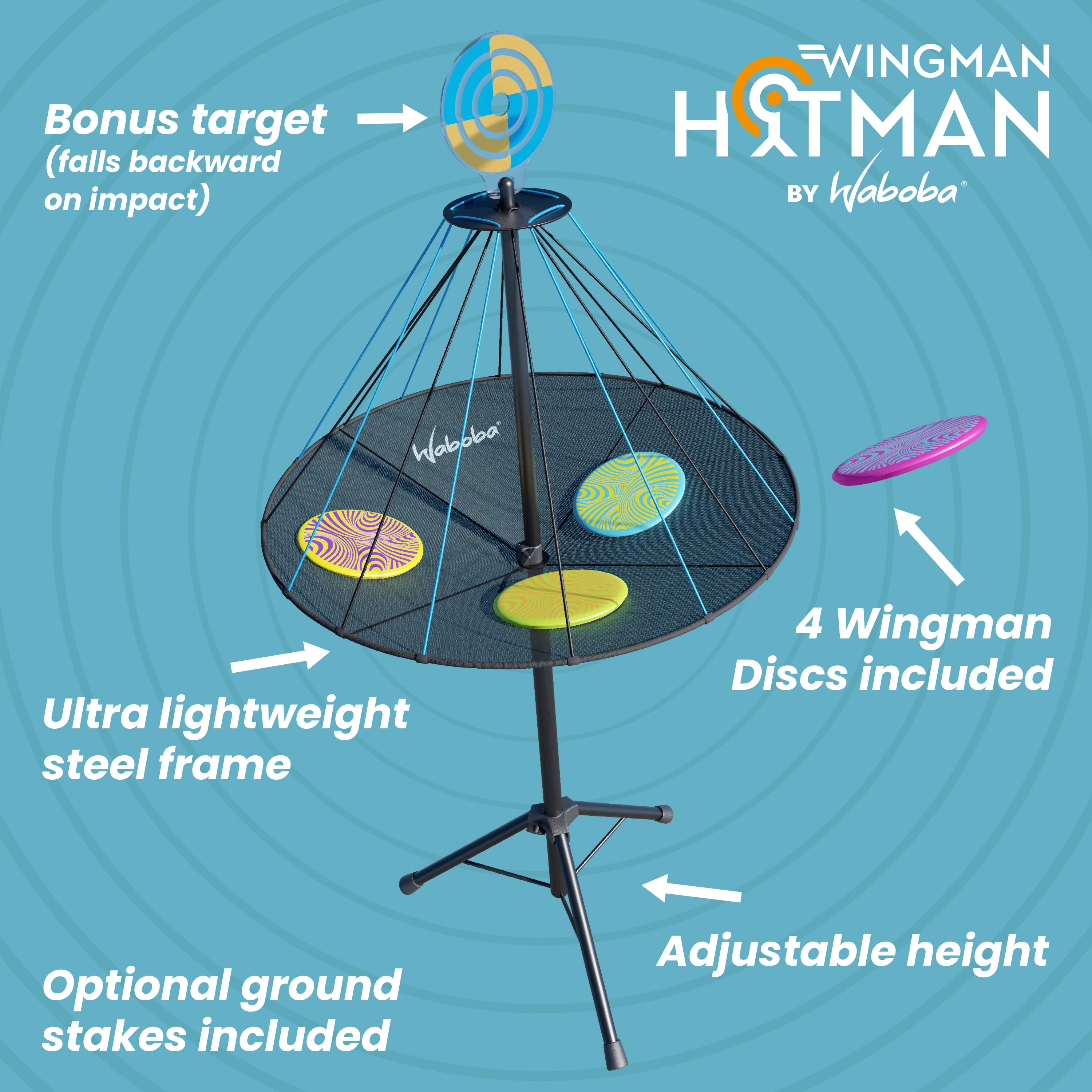 Waboba Wingman Hitman joc disc golf 4 discuri + tinte